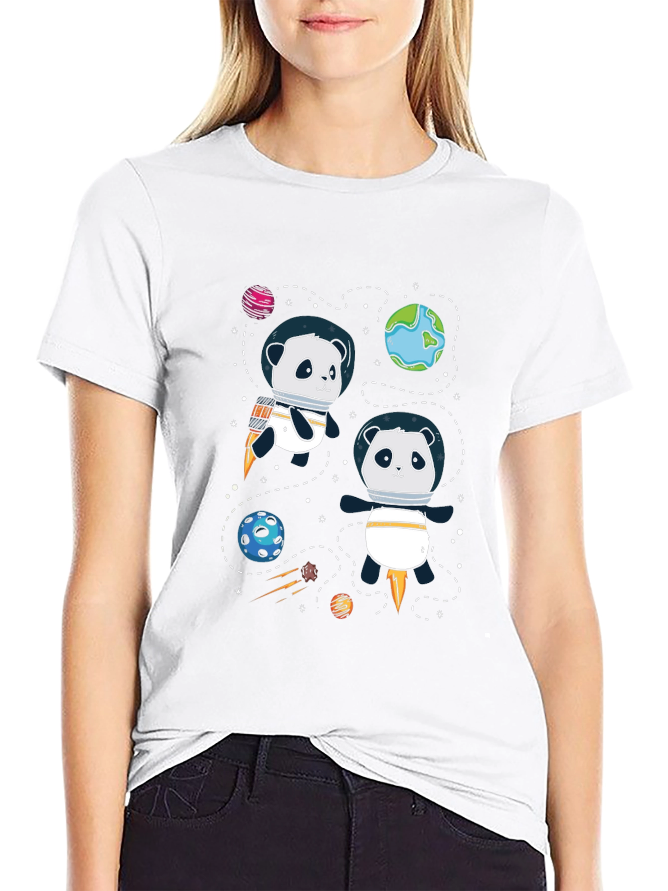 Space Panda T-Shirt - Cute Cartoon Graphic Tee