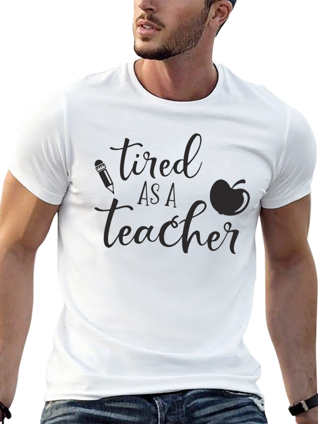 Tired as a Teacher Black Graphic Tee