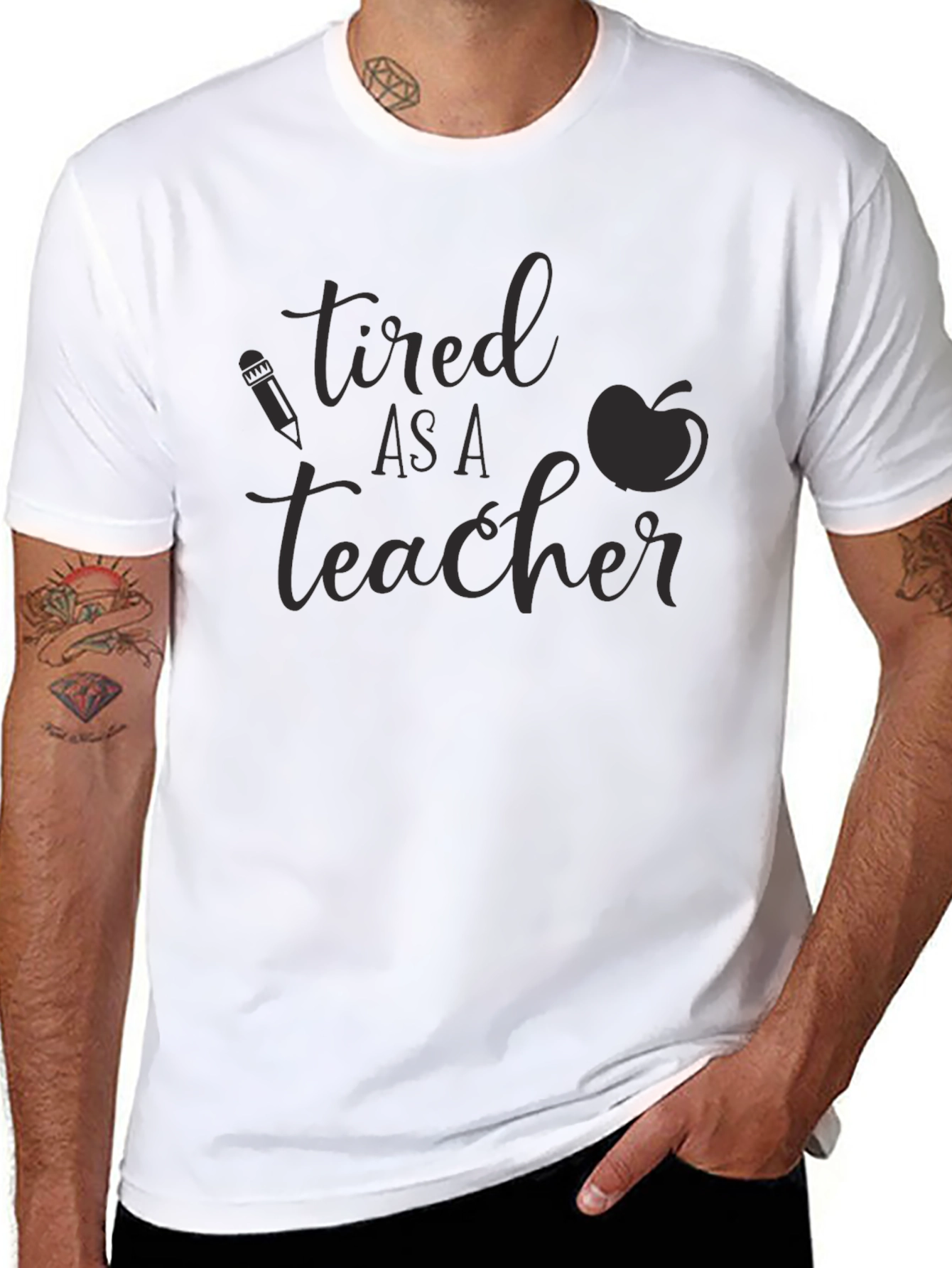 Tired as a Teacher Black Graphic Tee