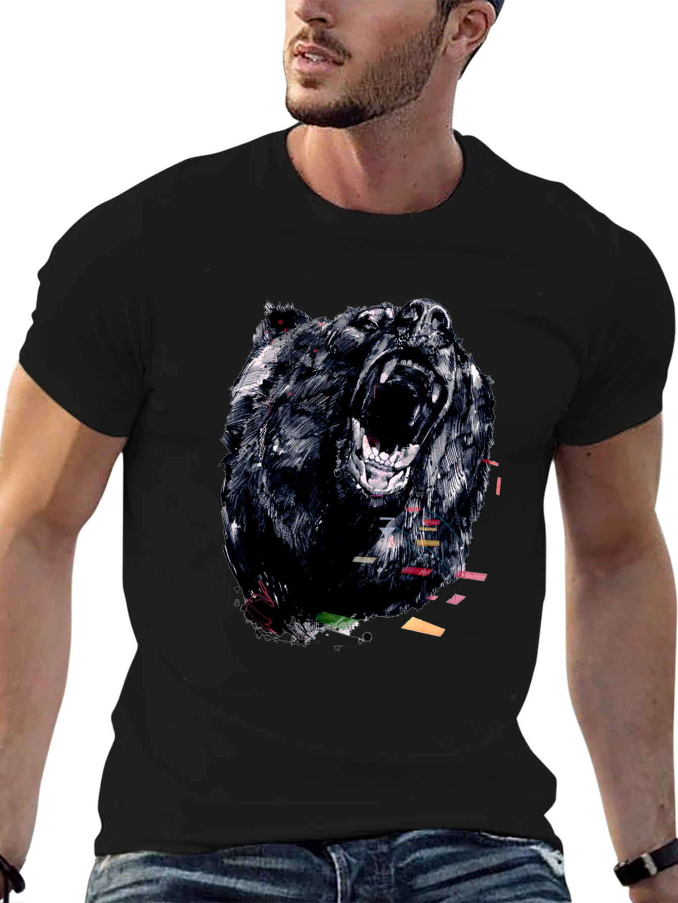 Bear Graphic Tee - Mens Black T-Shirt