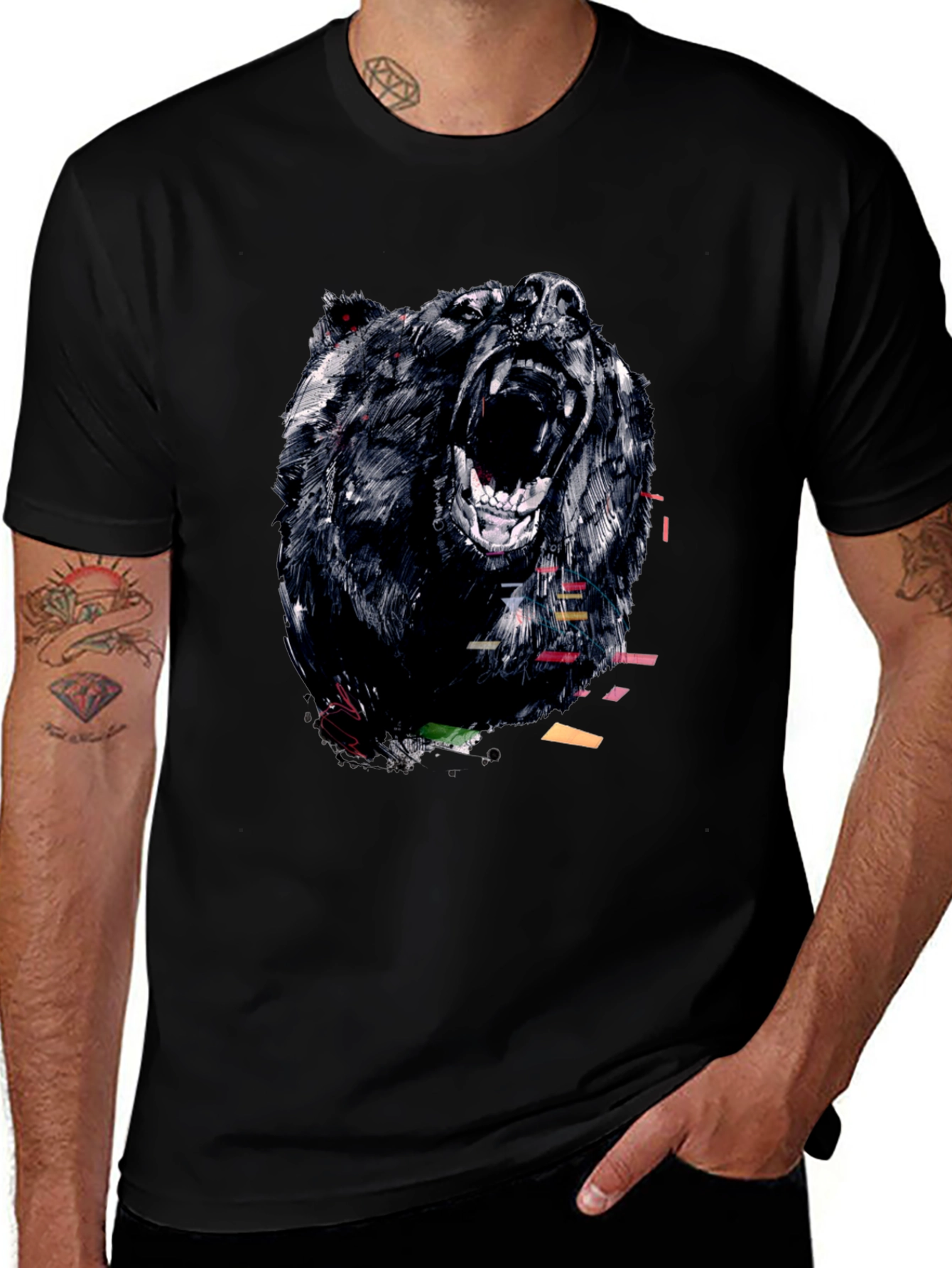 Bear Graphic Tee - Mens Black T-Shirt