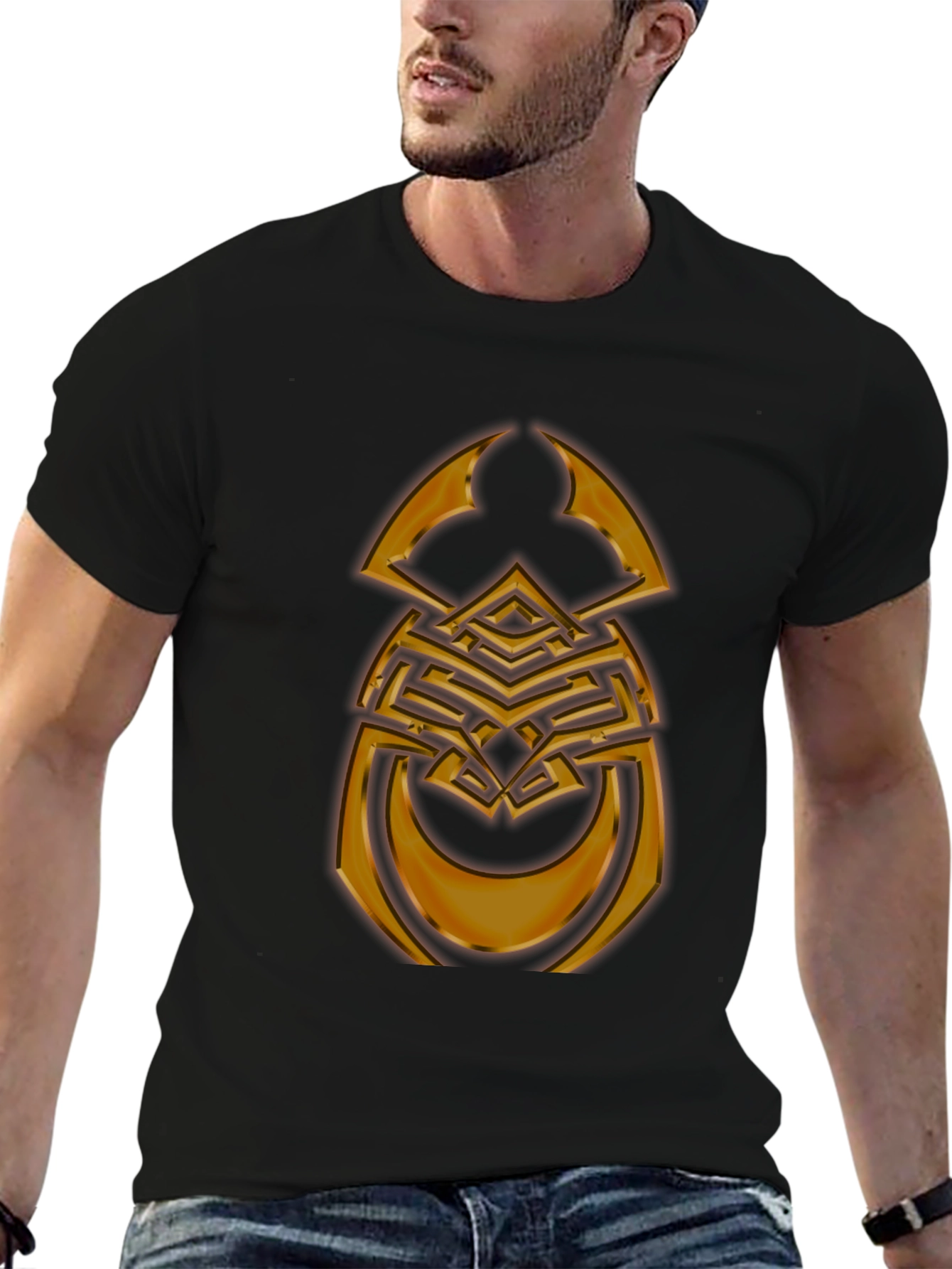 Maze Scarab T-Shirt - Gold Graphic Print