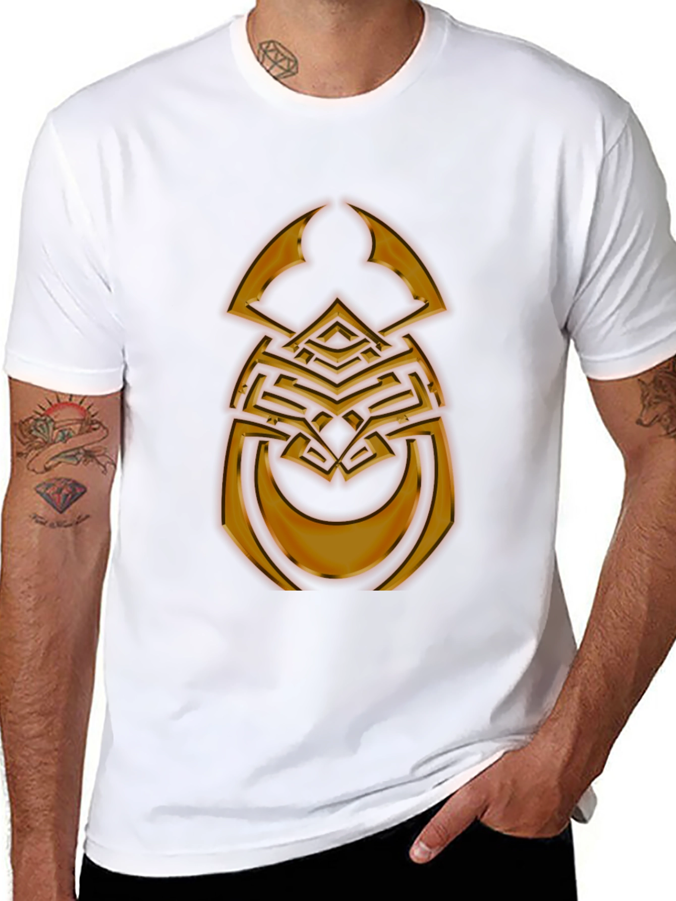 Maze Scarab T-Shirt - Gold Graphic Print