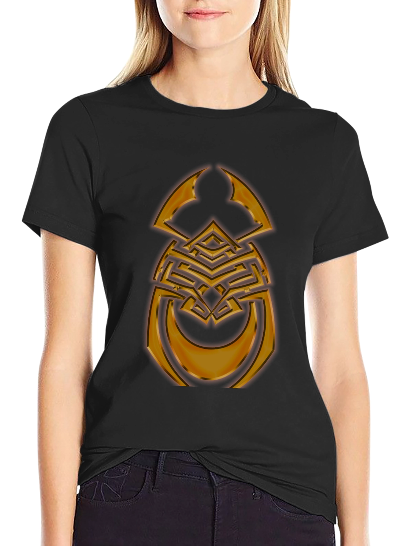 Maze Scarab T-Shirt - Gold Graphic Print