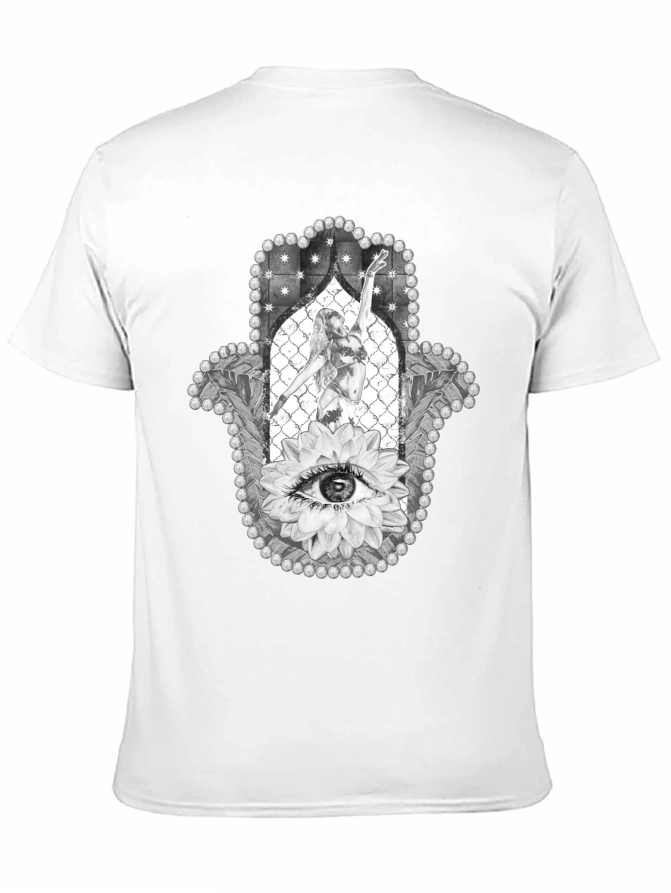 Hamsa Hand T-Shirt with Eye and Dancer Graphic Print