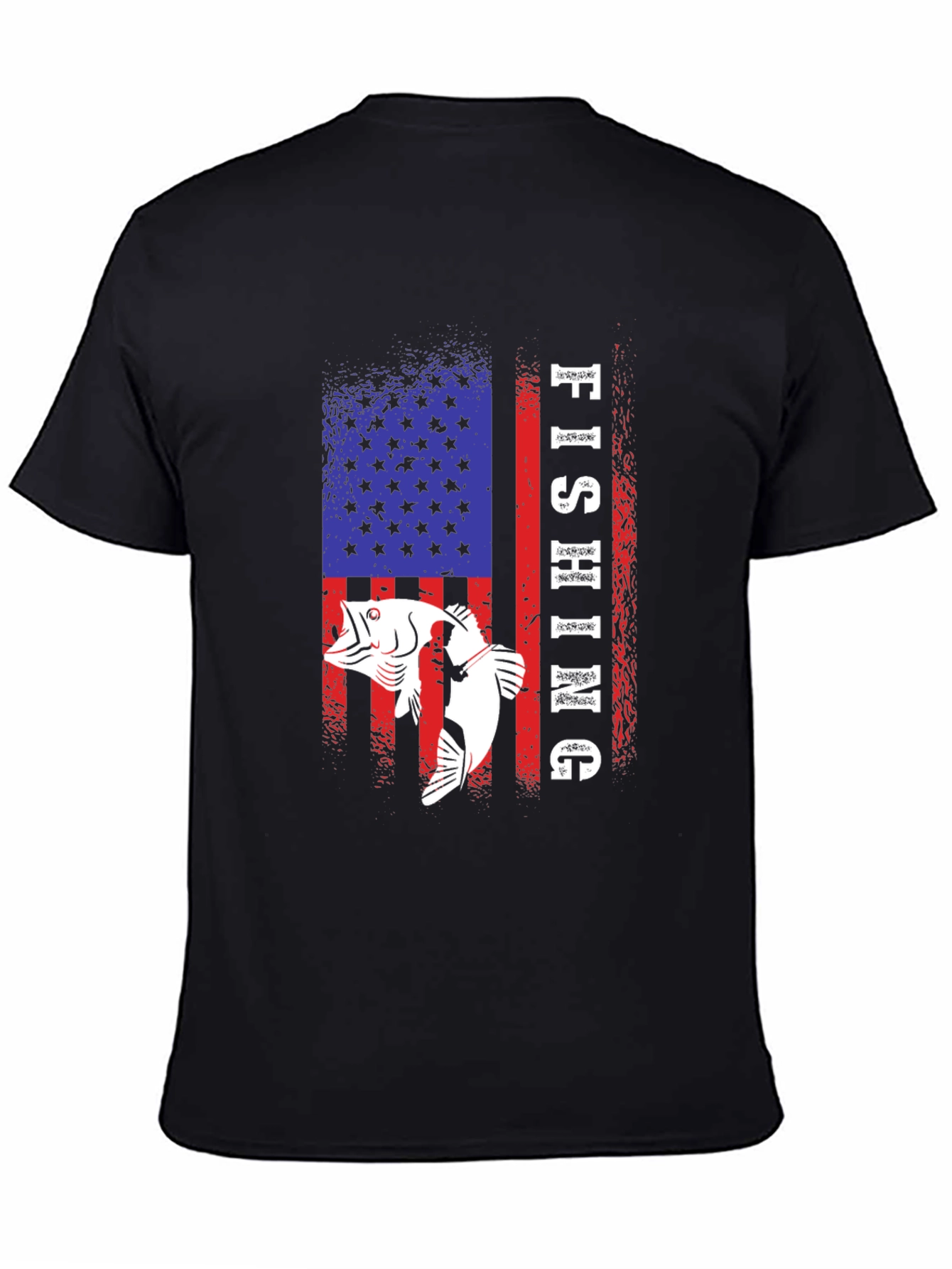 Fishing USA Flag Graphic Tee - Patriotic Angler T-Shirt