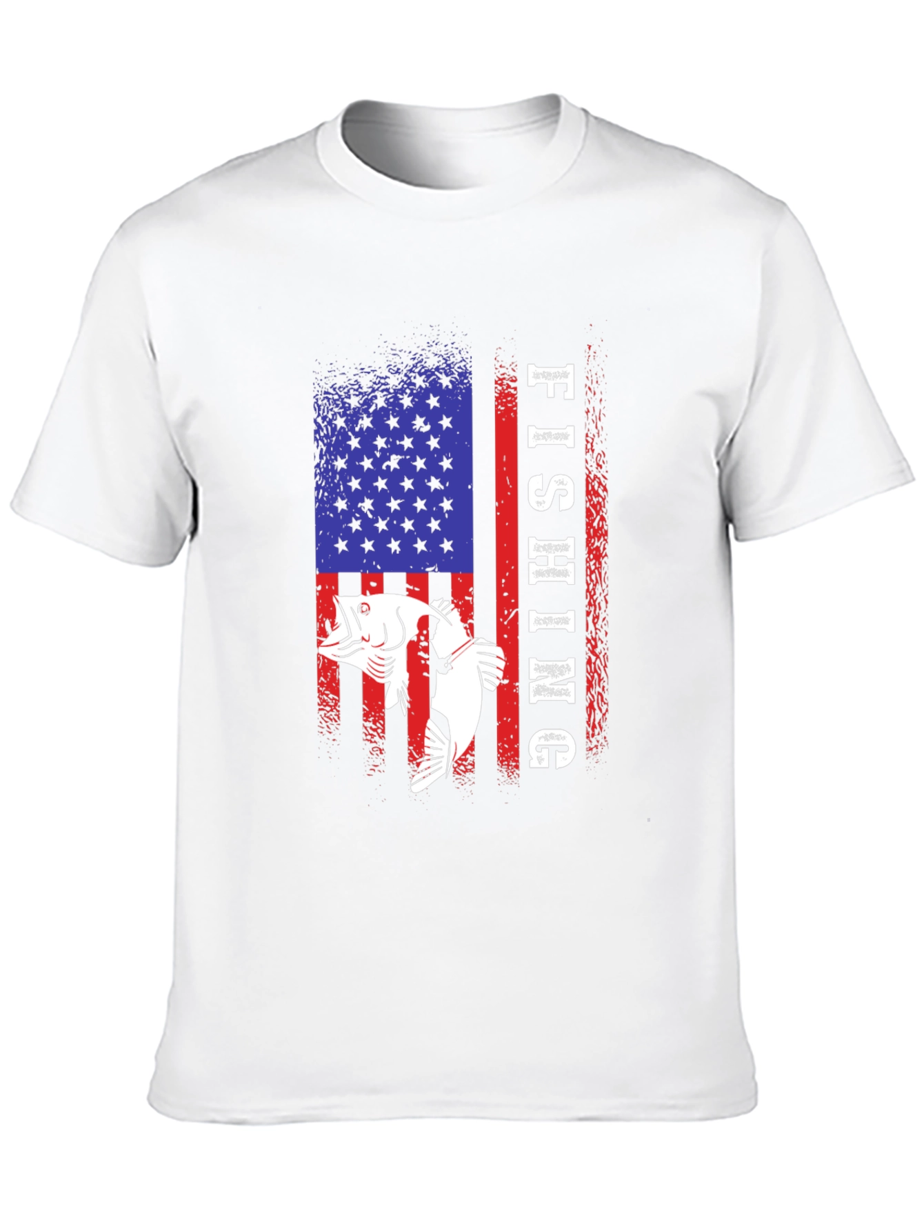 Fishing USA Flag Graphic Tee - Patriotic Angler T-Shirt