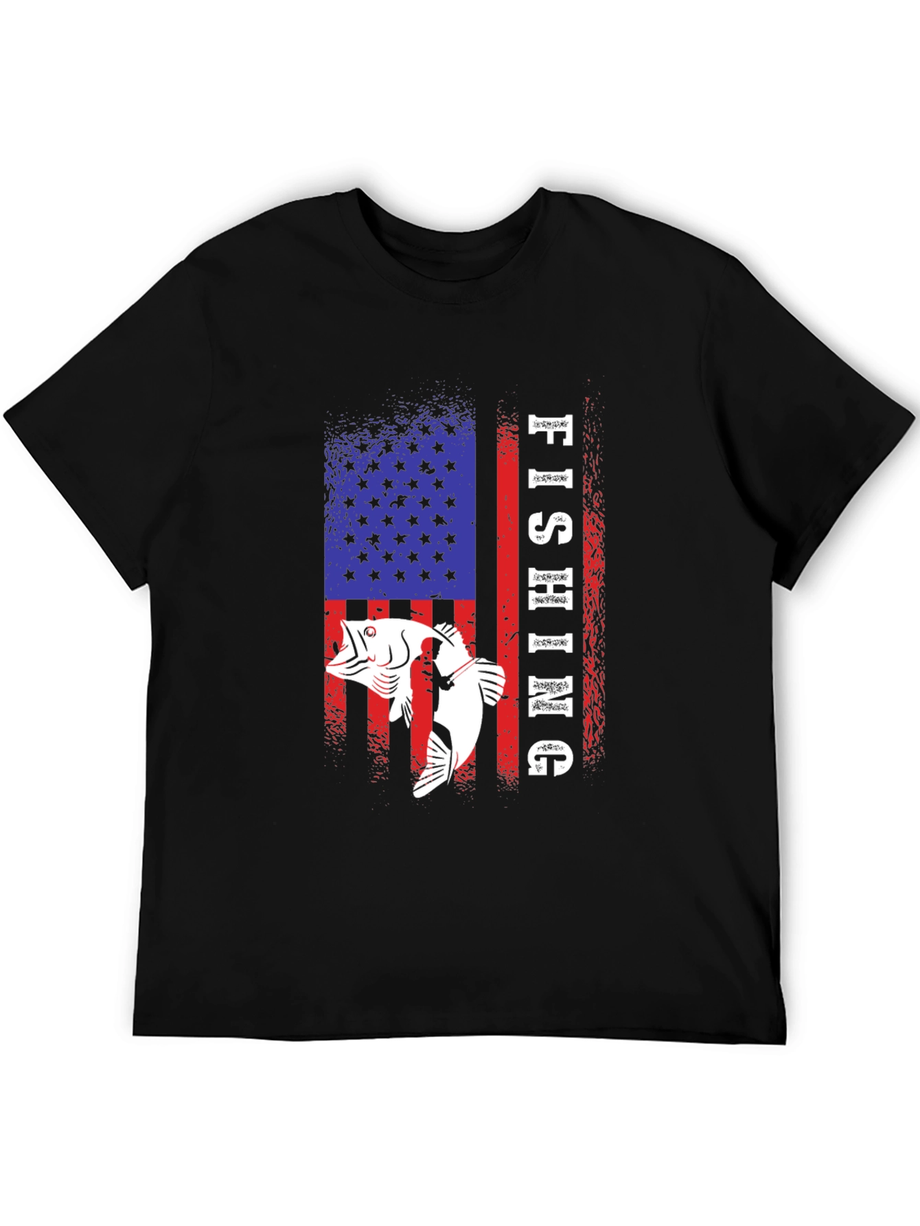 Fishing USA Flag Graphic Tee - Patriotic Angler T-Shirt