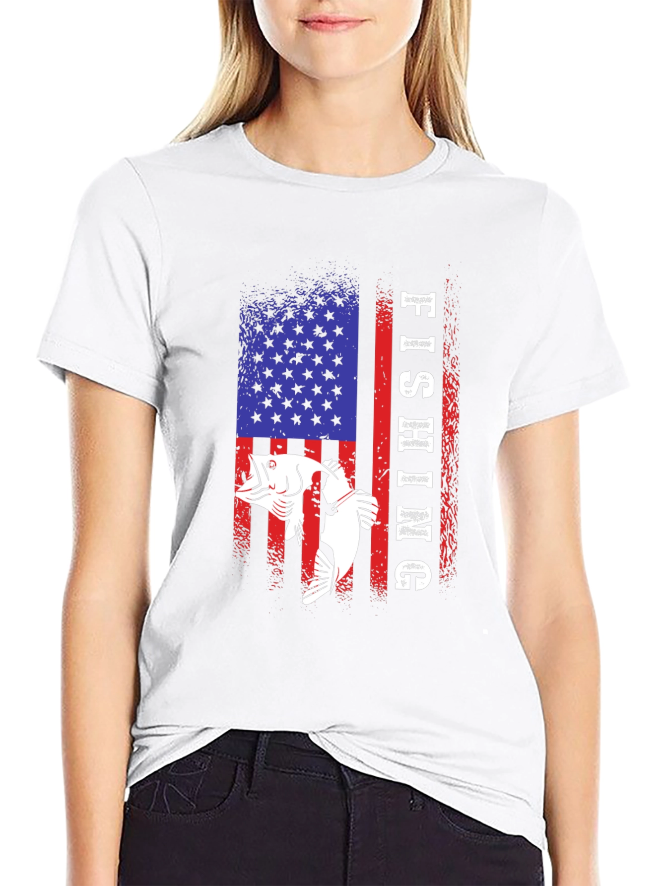 Fishing USA Flag Graphic Tee - Patriotic Angler T-Shirt