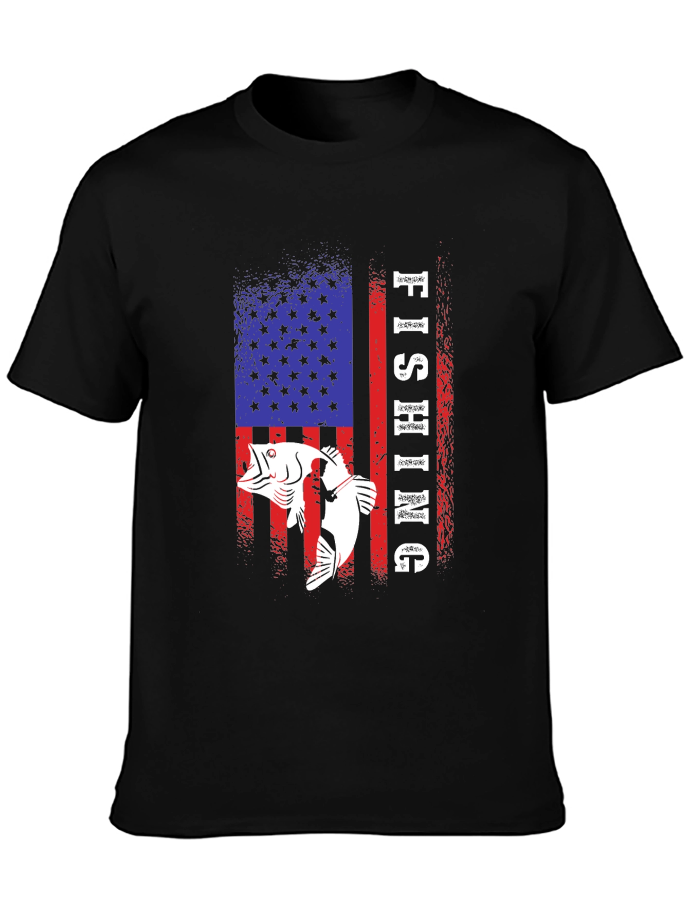 Fishing USA Flag Graphic Tee - Patriotic Angler T-Shirt