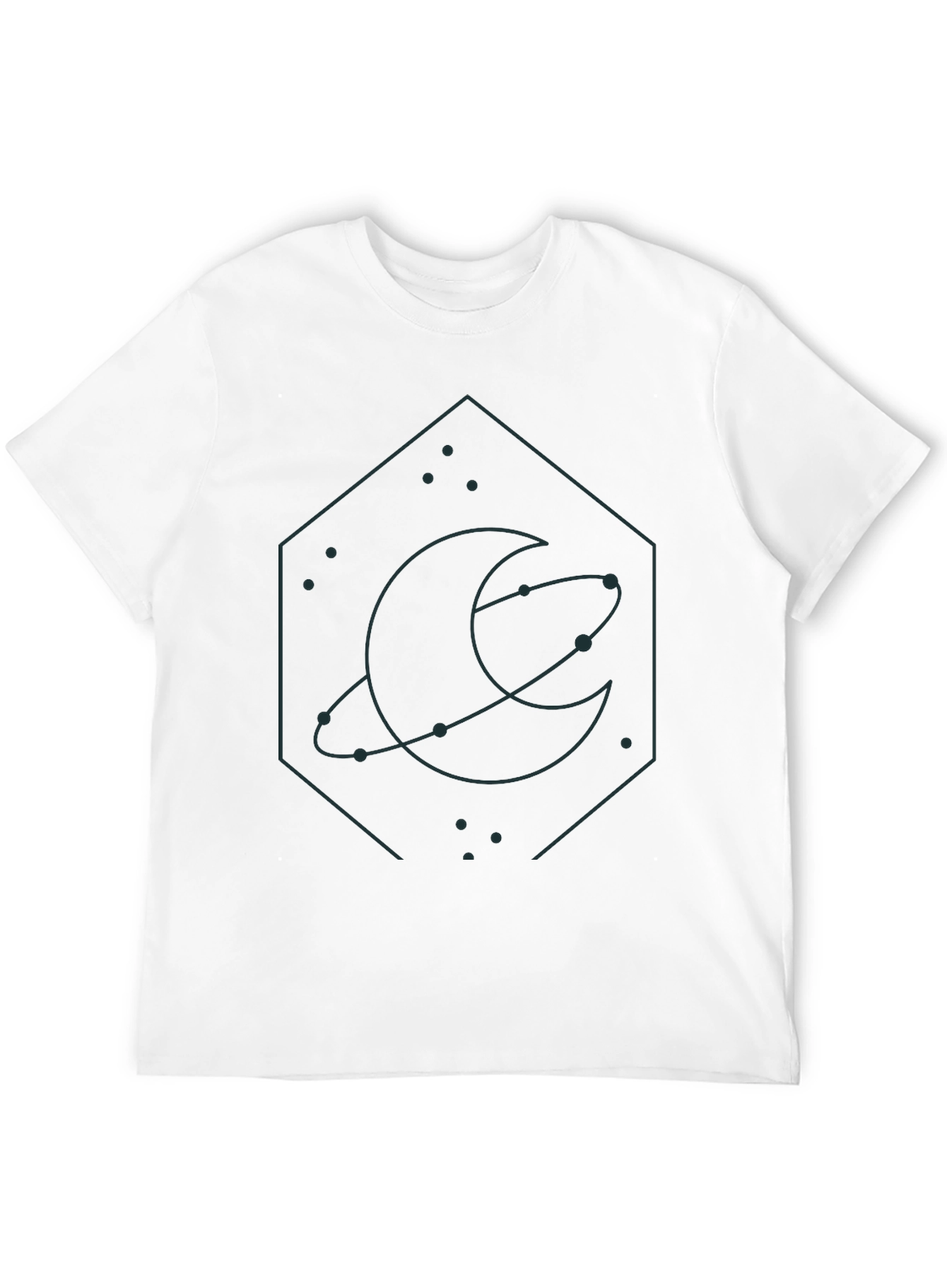 Mens Black Graphic Tee - Celestial Design