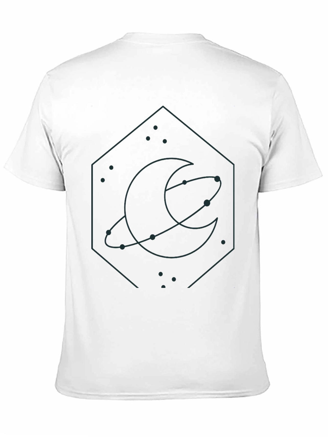 Mens Black Graphic Tee - Celestial Design