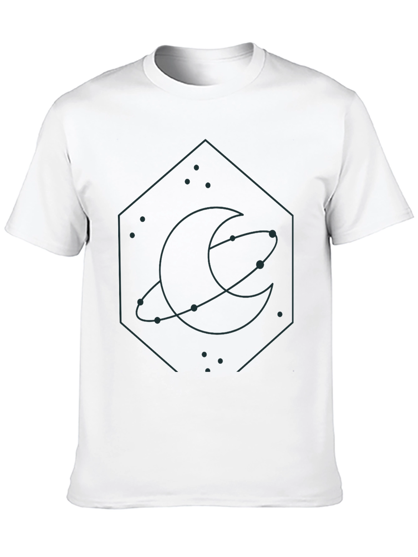 Mens Black Graphic Tee - Celestial Design