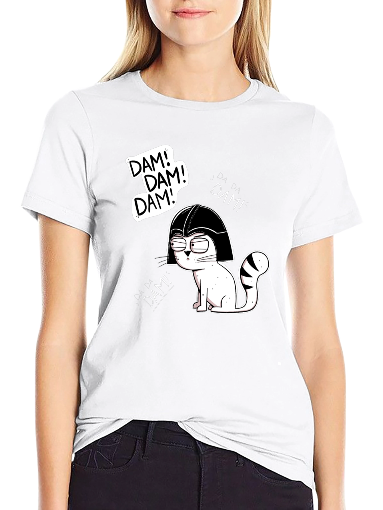 Funny Darth Vader Cat Graphic T-Shirt