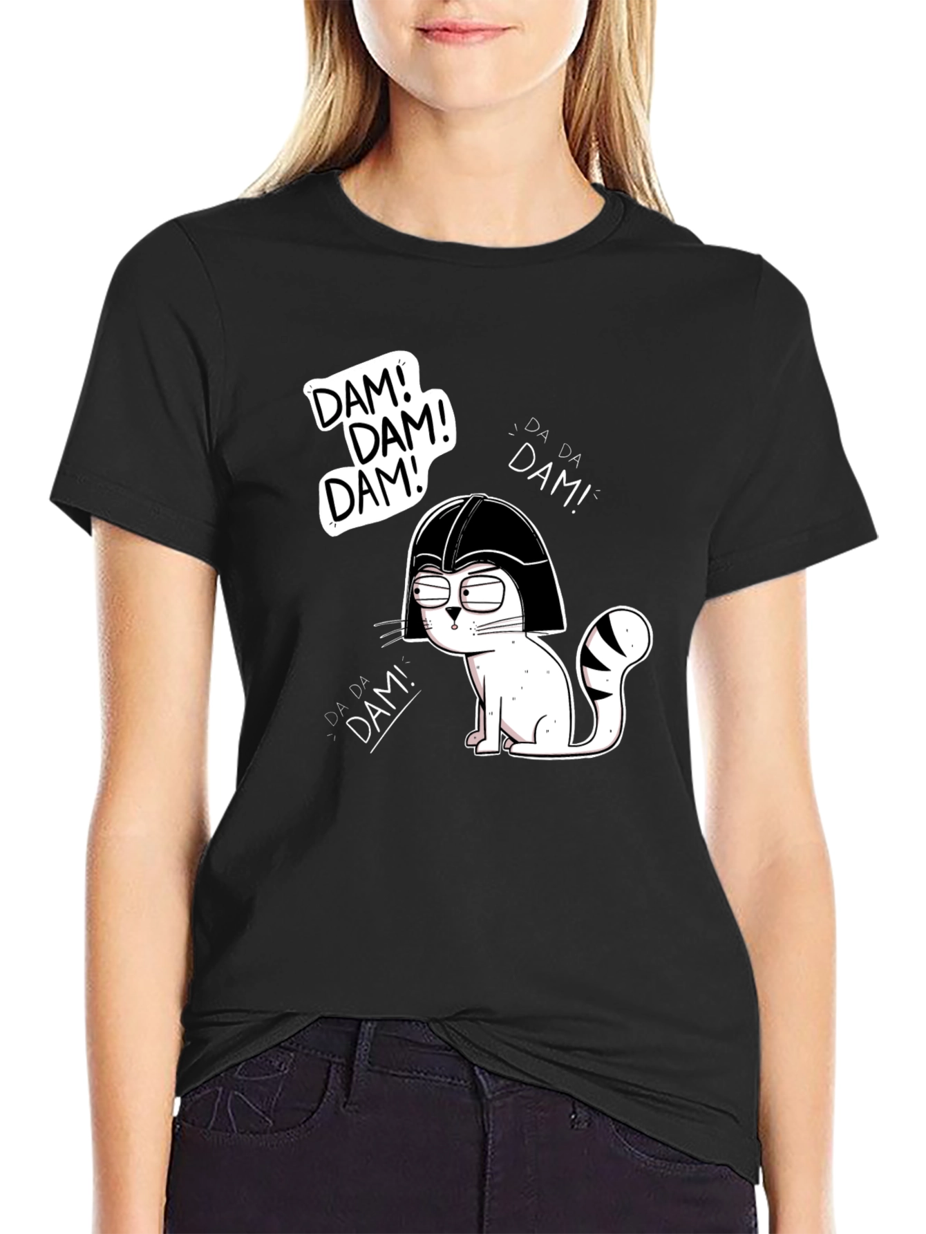 Funny Darth Vader Cat Graphic T-Shirt