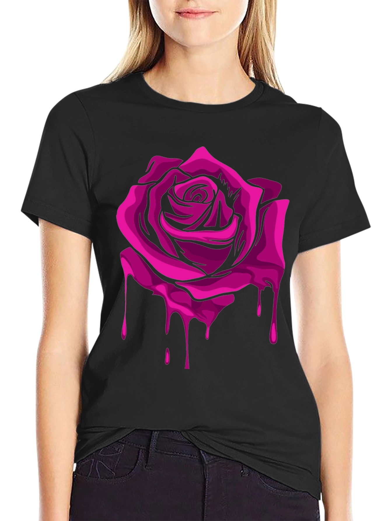 Rose Drip Graphic Tee - Modern Streetwear