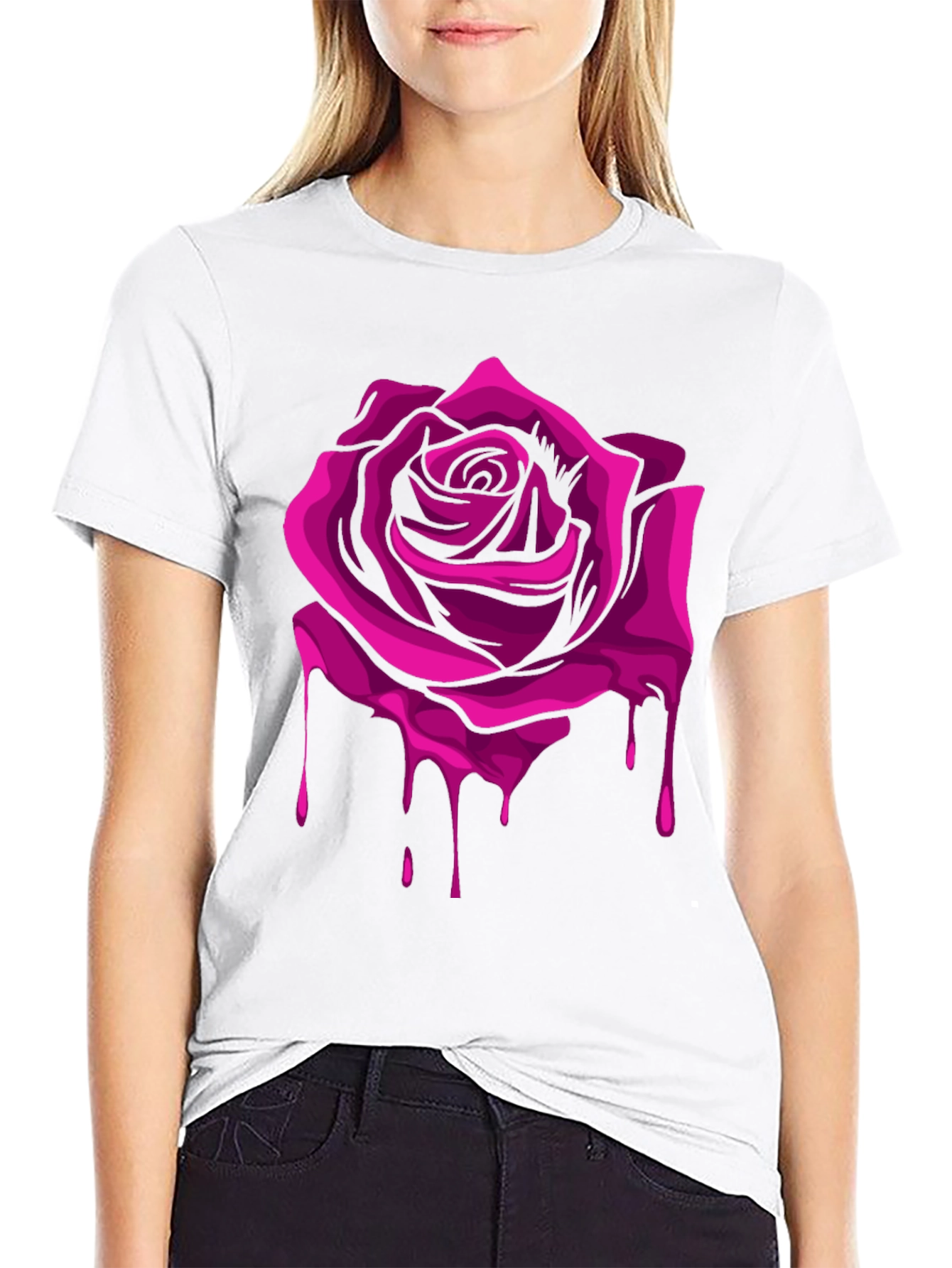 Rose Drip Graphic Tee - Modern Streetwear
