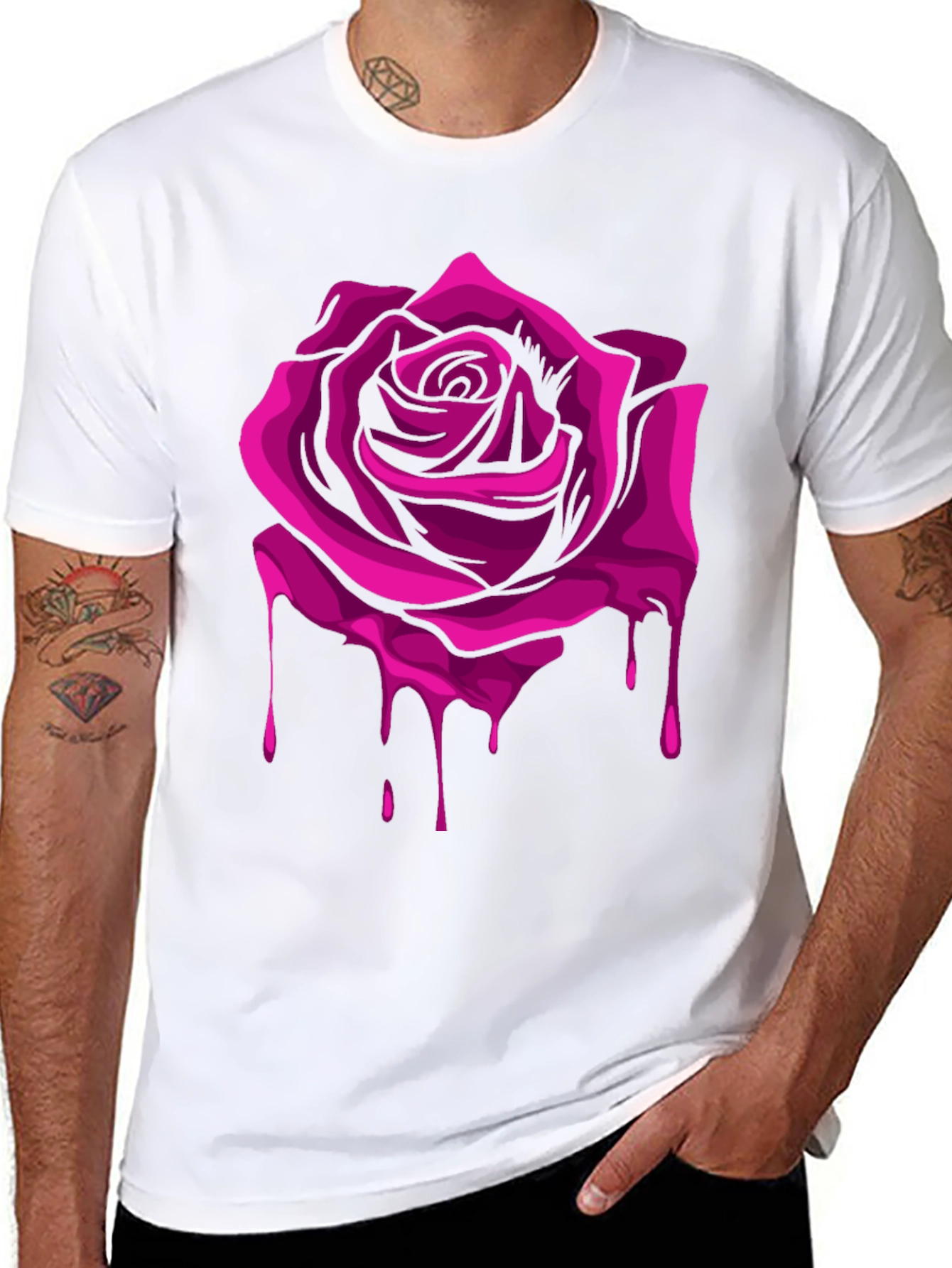 Rose Drip Graphic Tee - Modern Streetwear