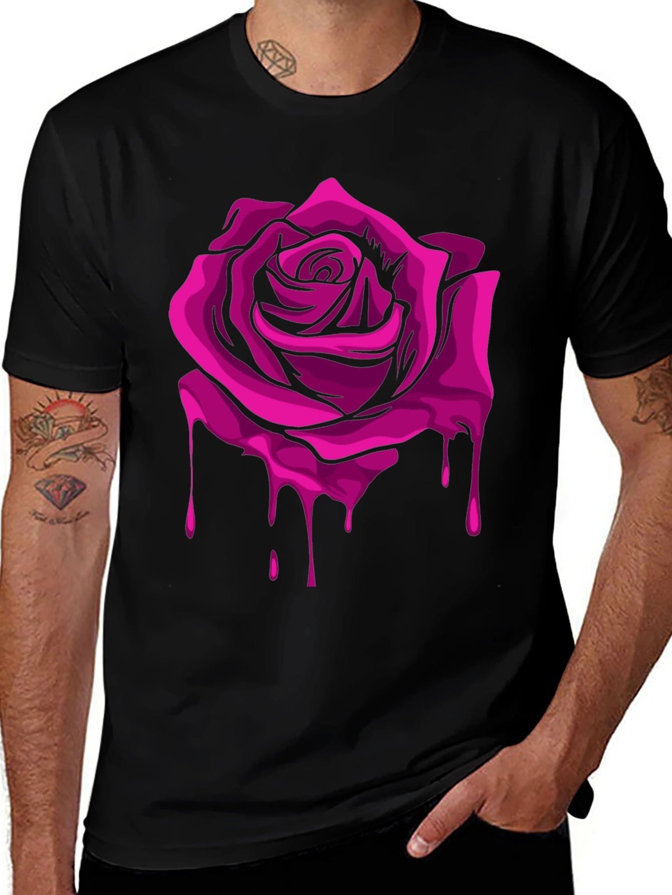 Rose Drip Graphic Tee - Modern Streetwear