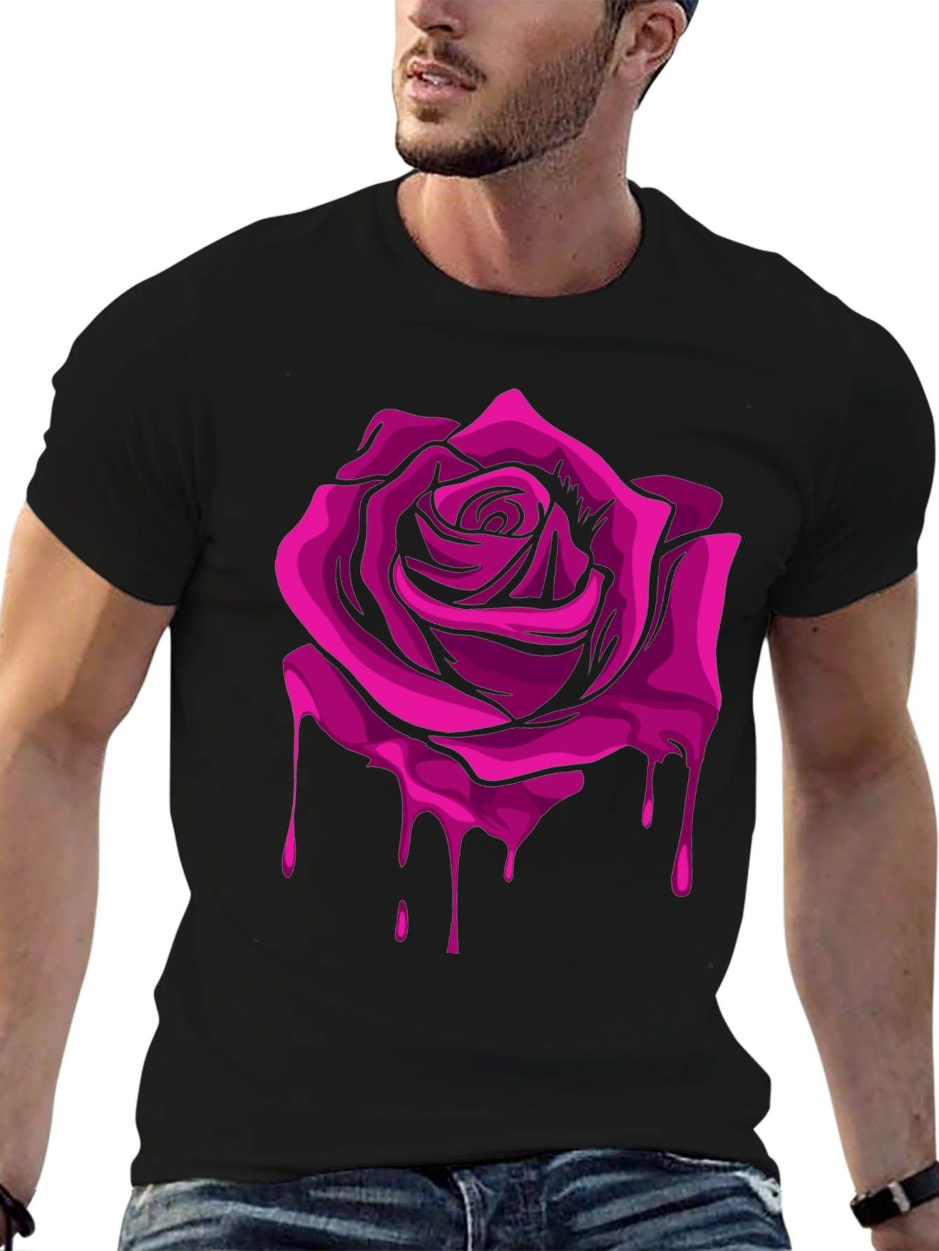 Rose Drip Graphic Tee - Modern Streetwear
