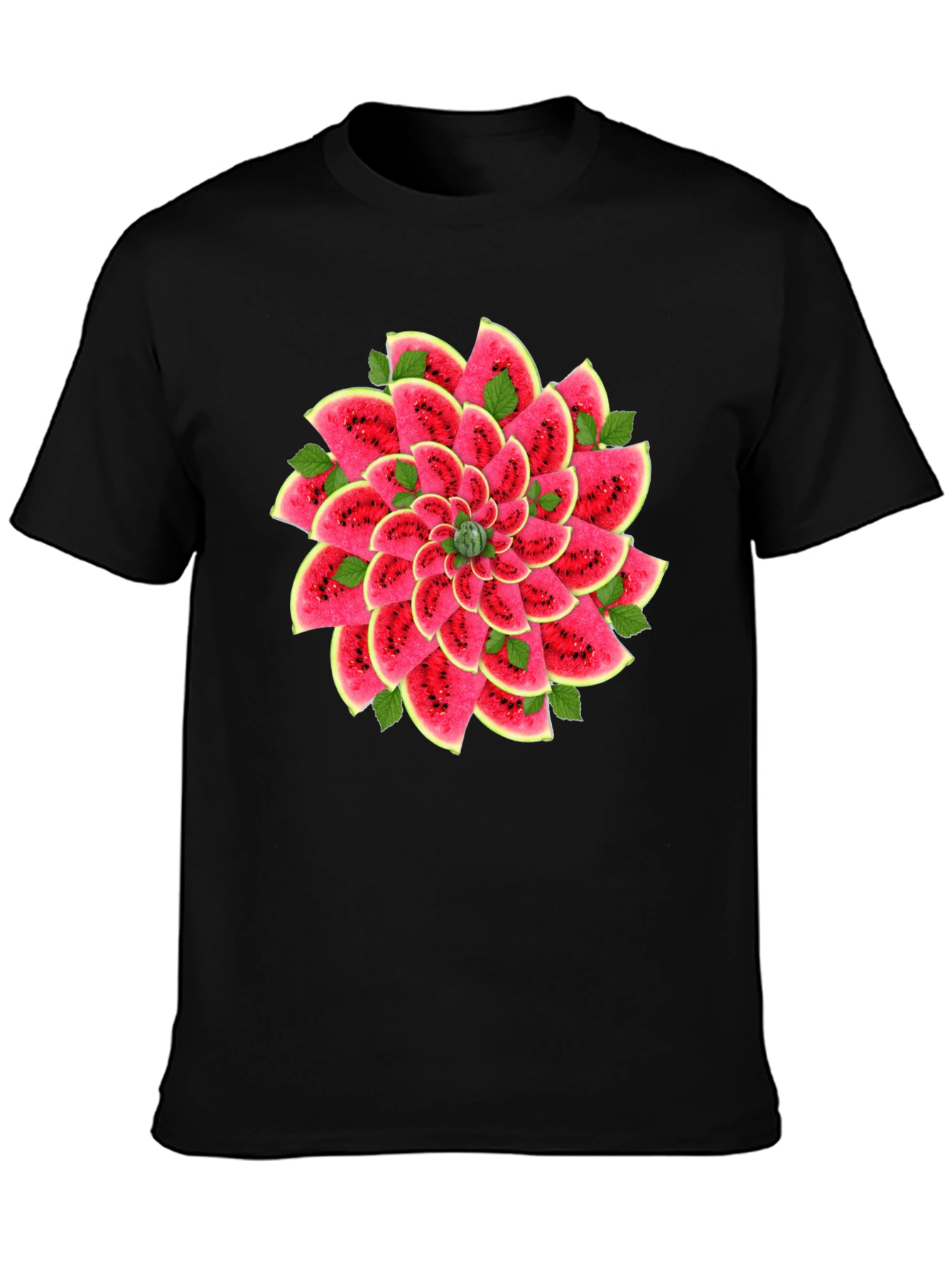 Watermelon Slice Mandala Black T-Shirt