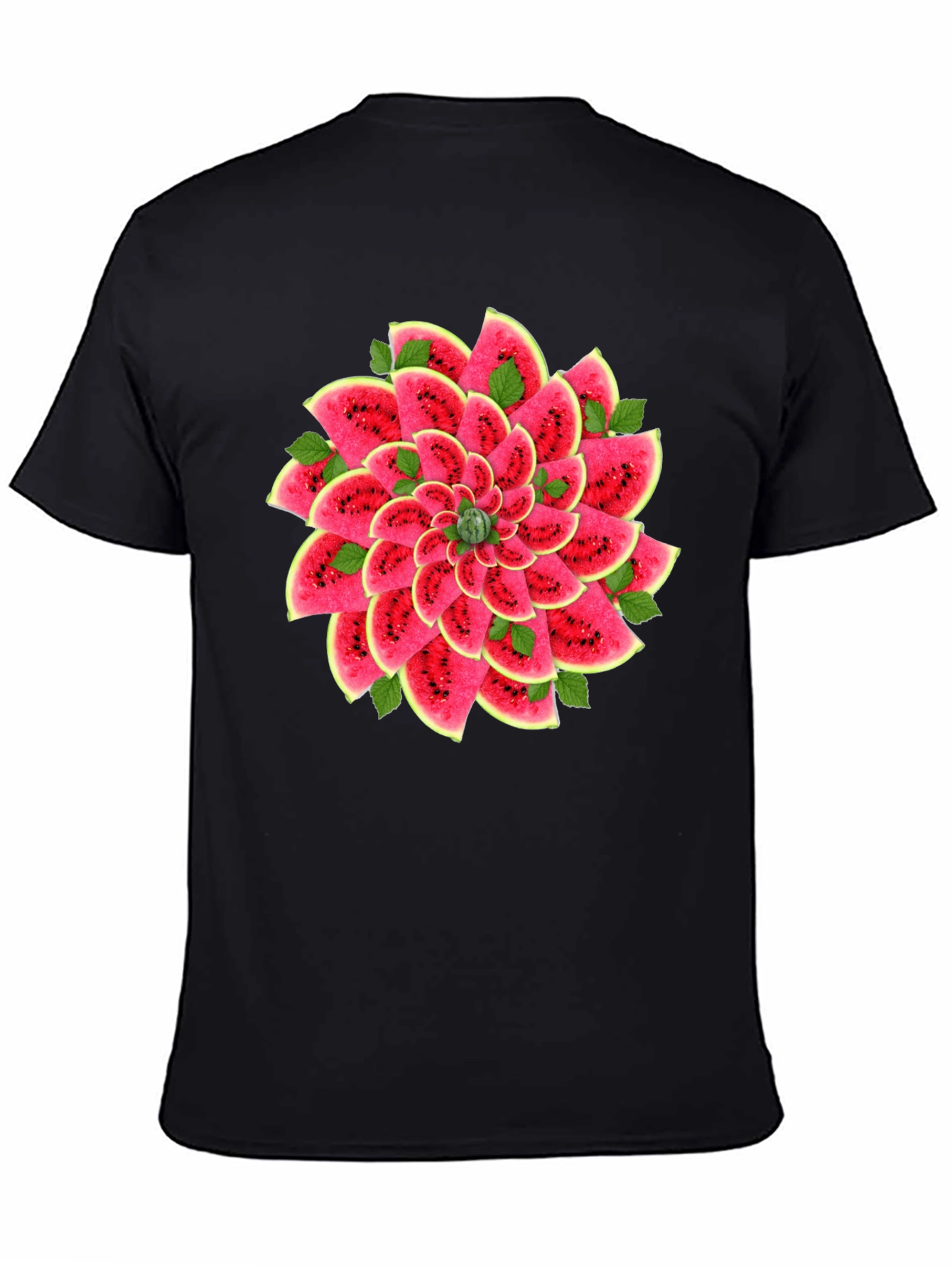 Watermelon Slice Mandala Black T-Shirt