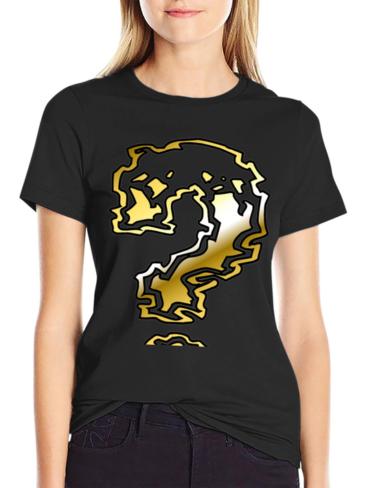 Mystery Mark Tee: Black Shirt with Gold Question Mark Design