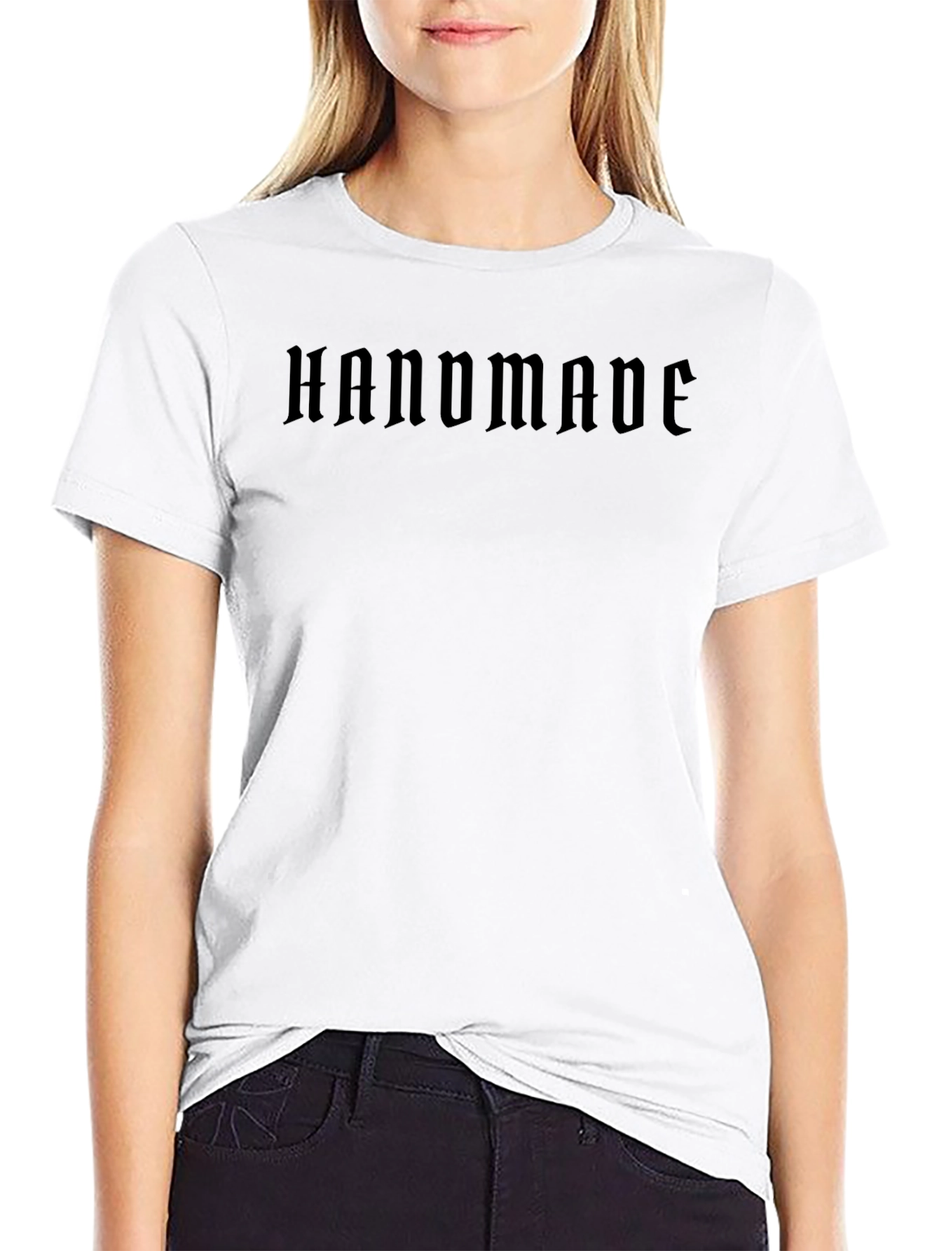 Handmade Gothic Text Black T-Shirt