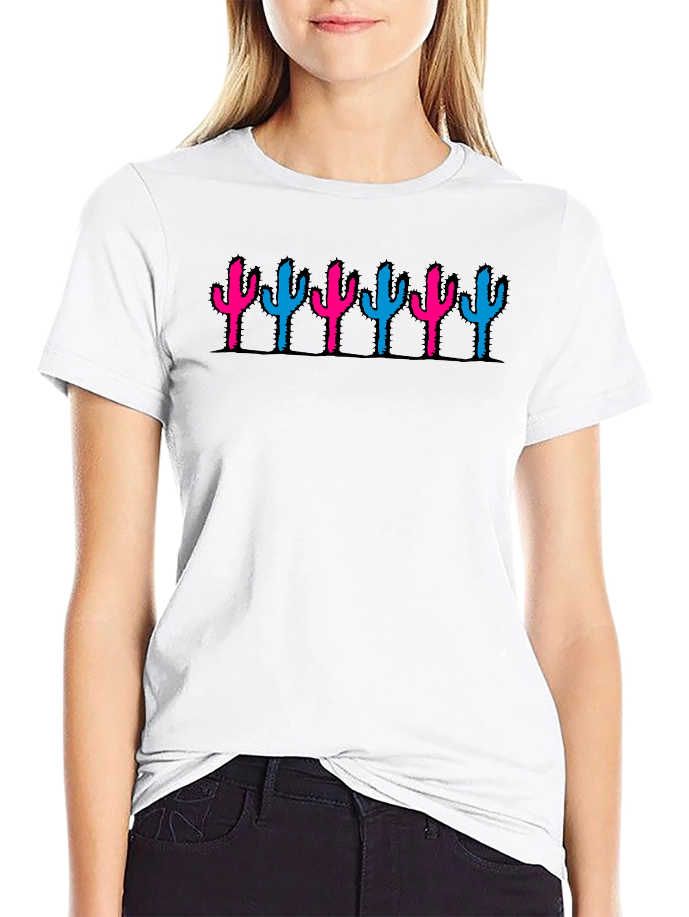Cactus Print Crew Neck T-Shirt