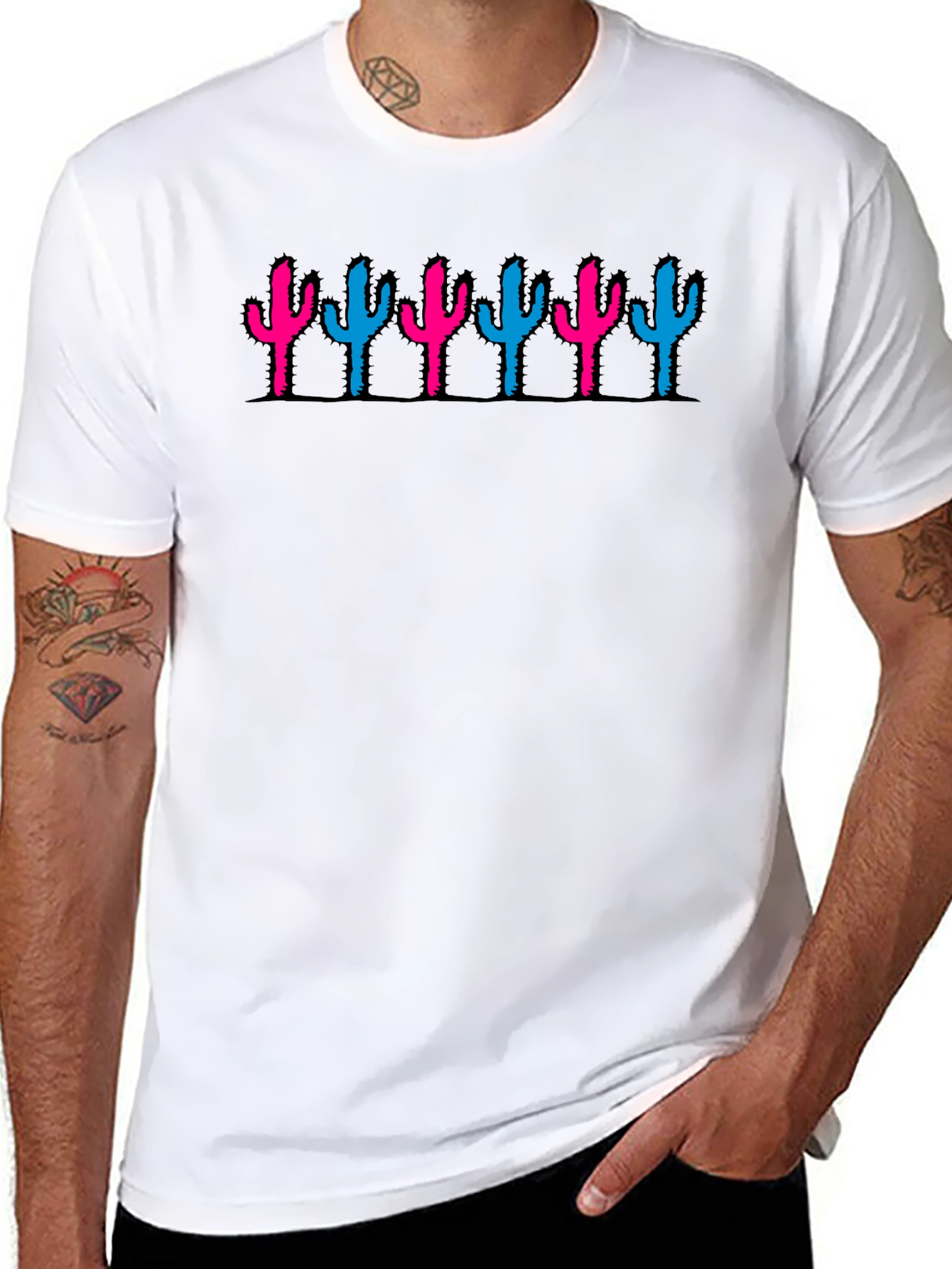 Cactus Print Crew Neck T-Shirt