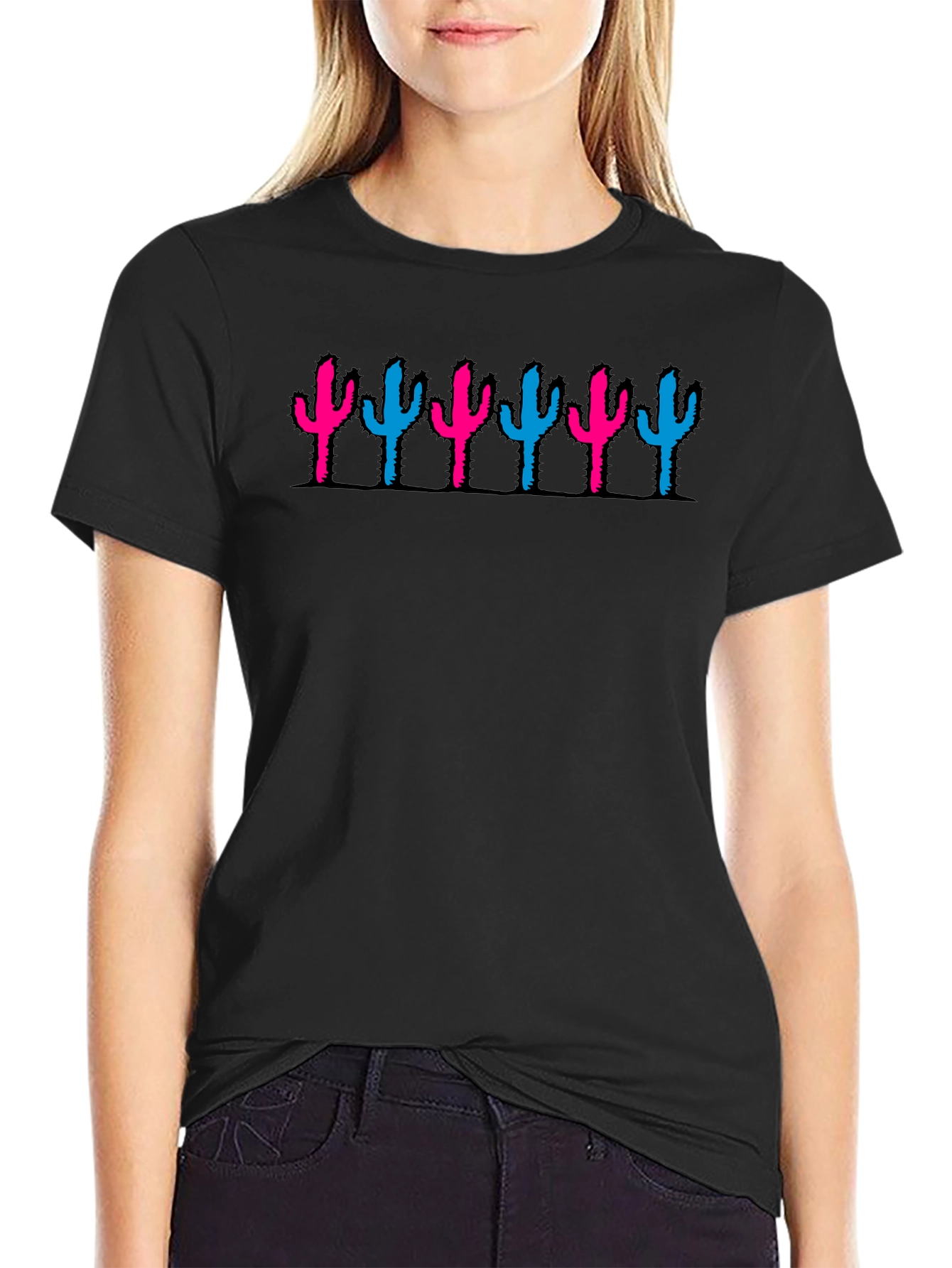 Cactus Print Crew Neck T-Shirt