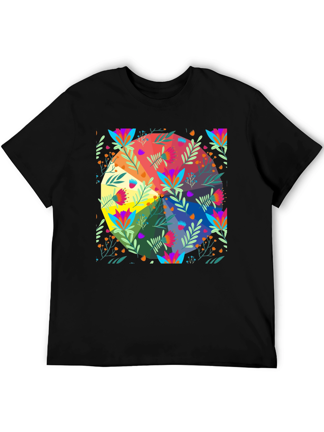Floral Spectrum T-Shirt - Vibrant Graphic Print