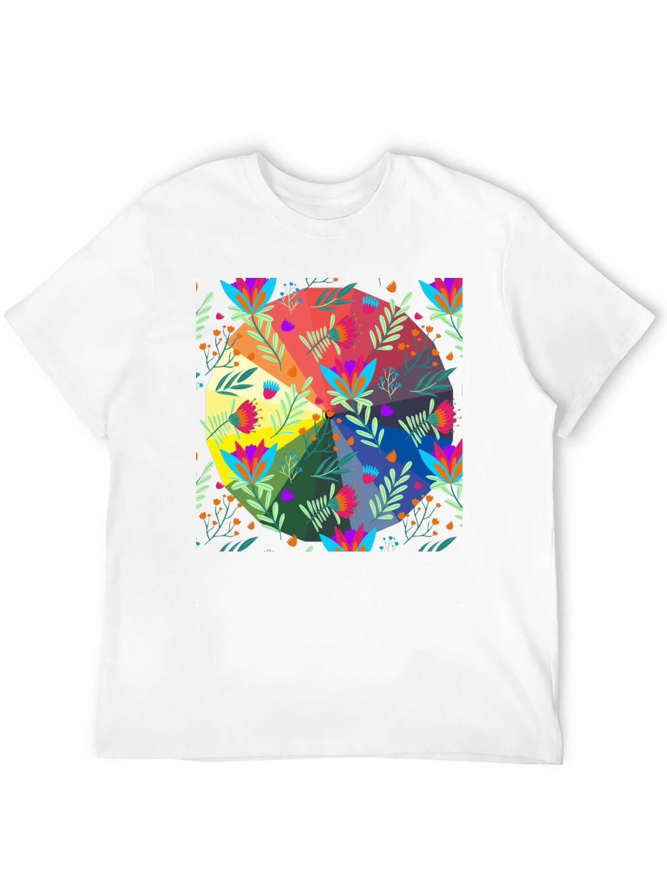 Floral Spectrum T-Shirt - Vibrant Graphic Print