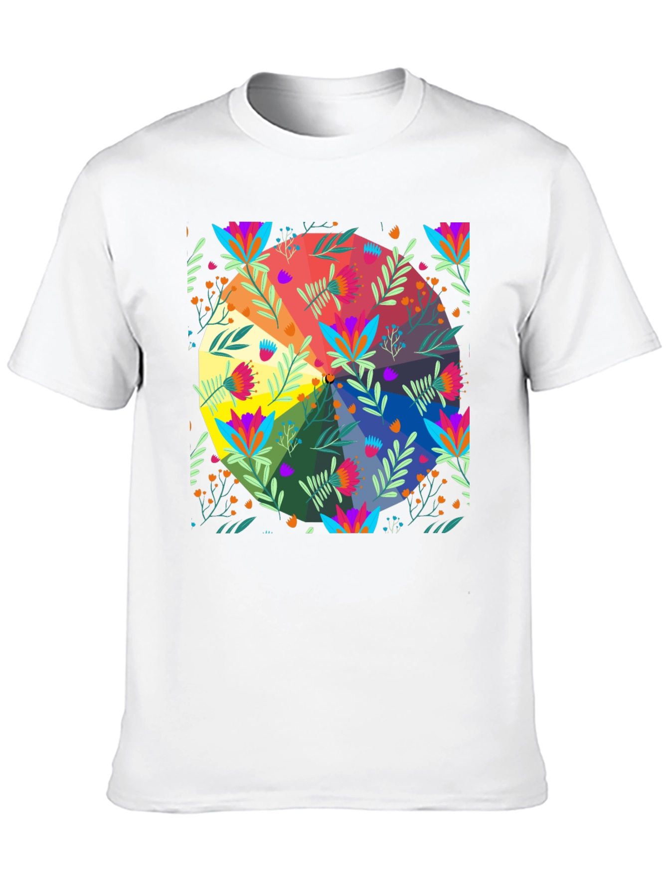Floral Spectrum T-Shirt - Vibrant Graphic Print