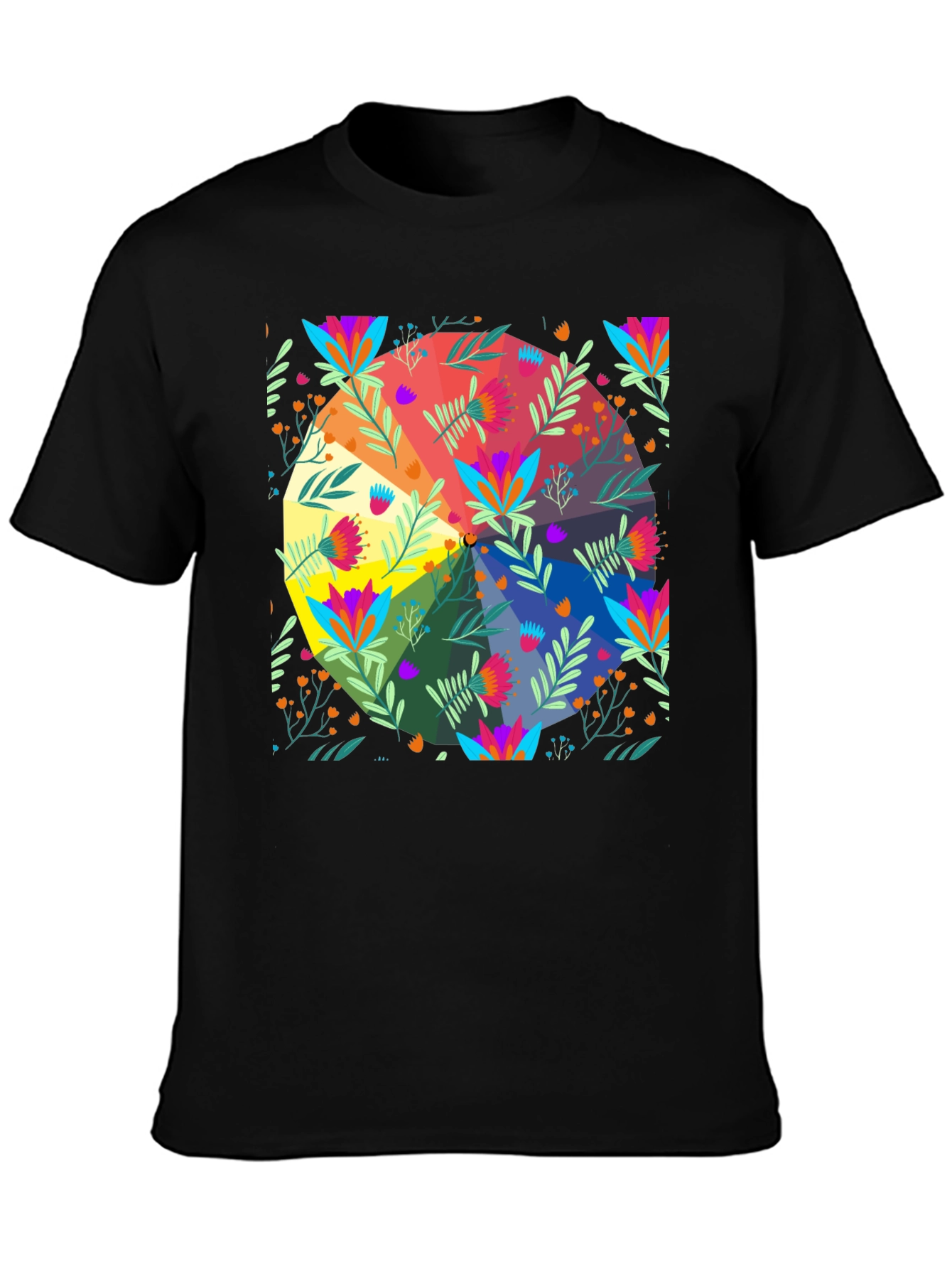 Floral Spectrum T-Shirt - Vibrant Graphic Print