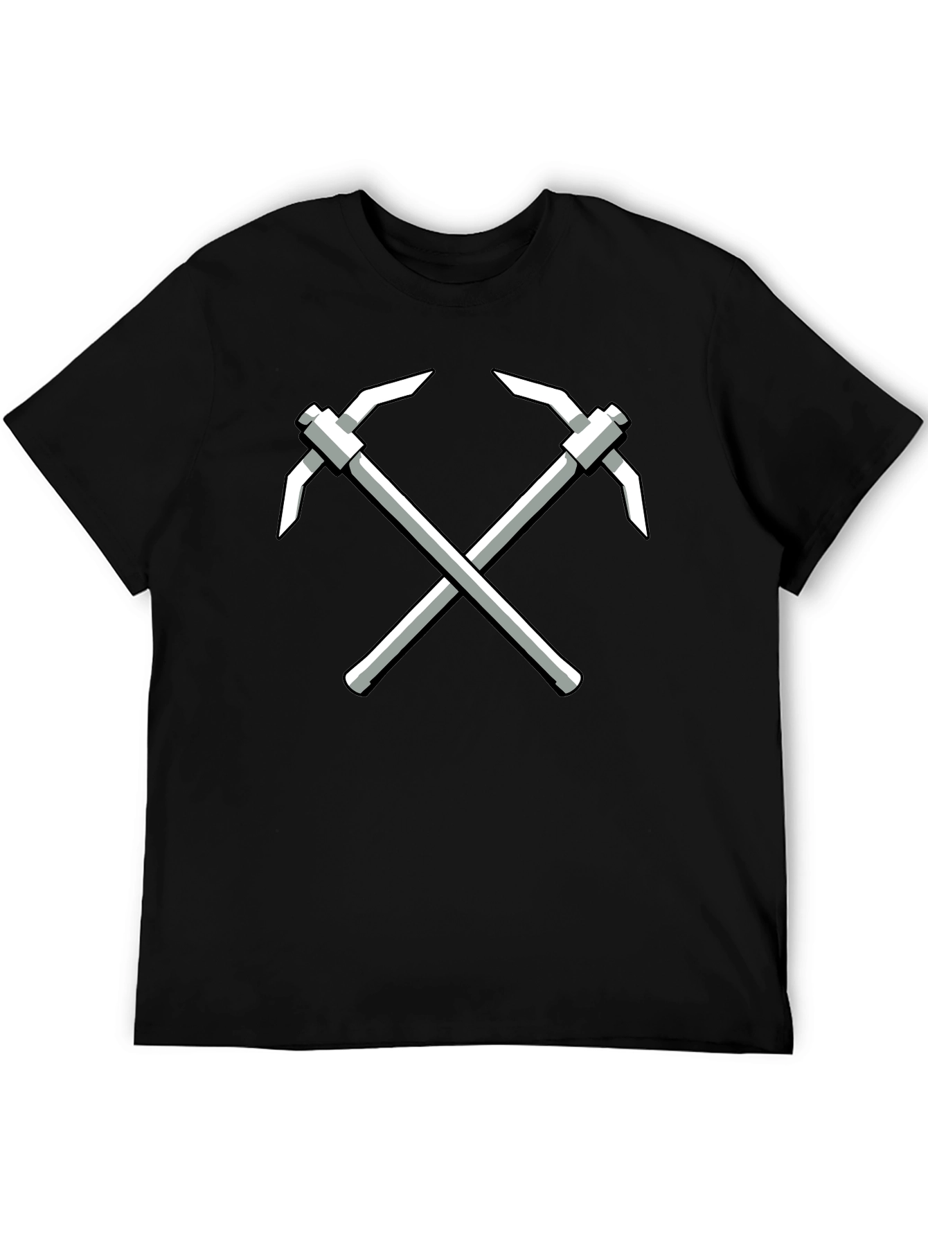 Crossed Pickaxes Graphic Tee - Black Cotton