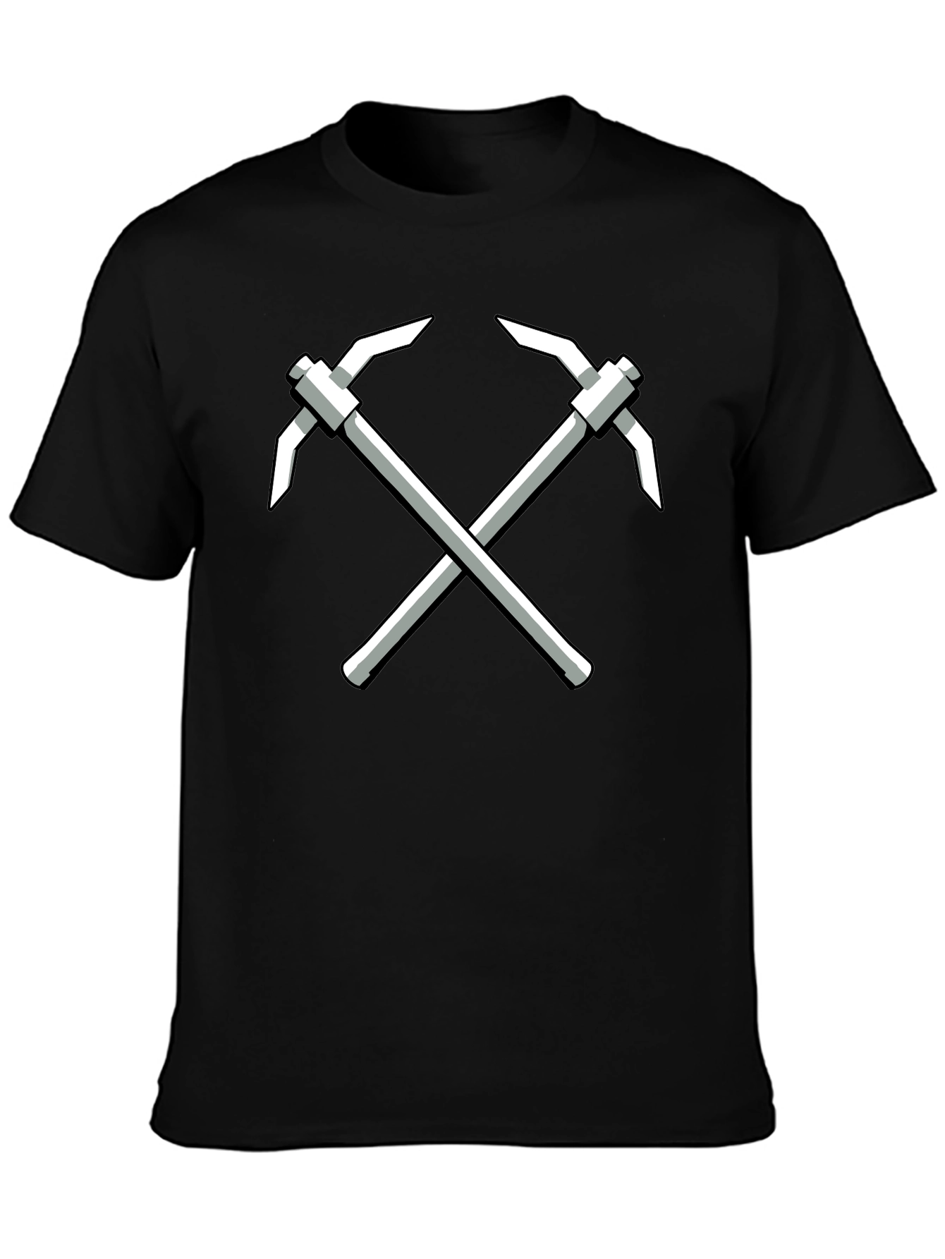 Crossed Pickaxes Graphic Tee - Black Cotton