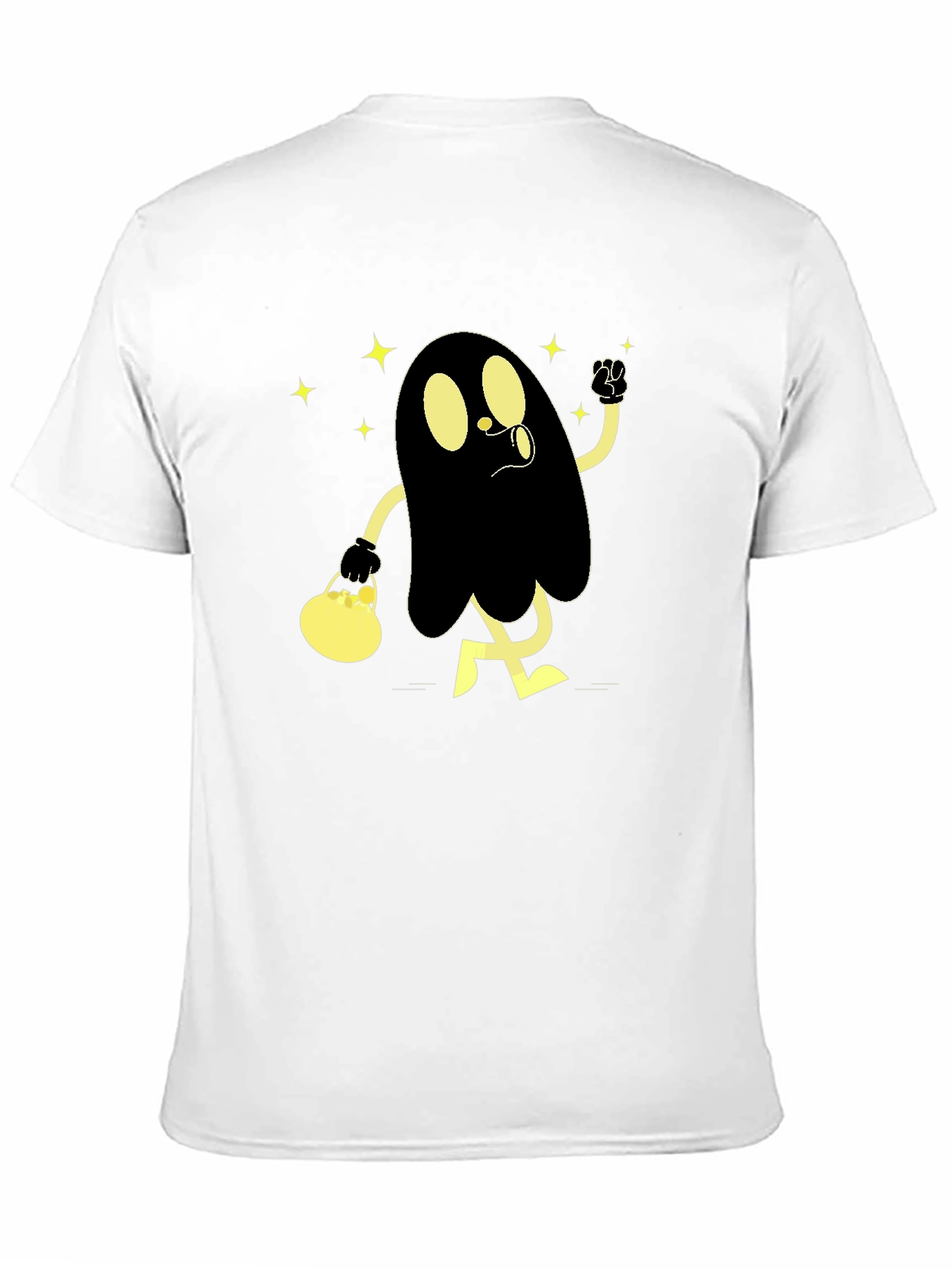 Spooky Cartoon Ghost Black T-Shirt