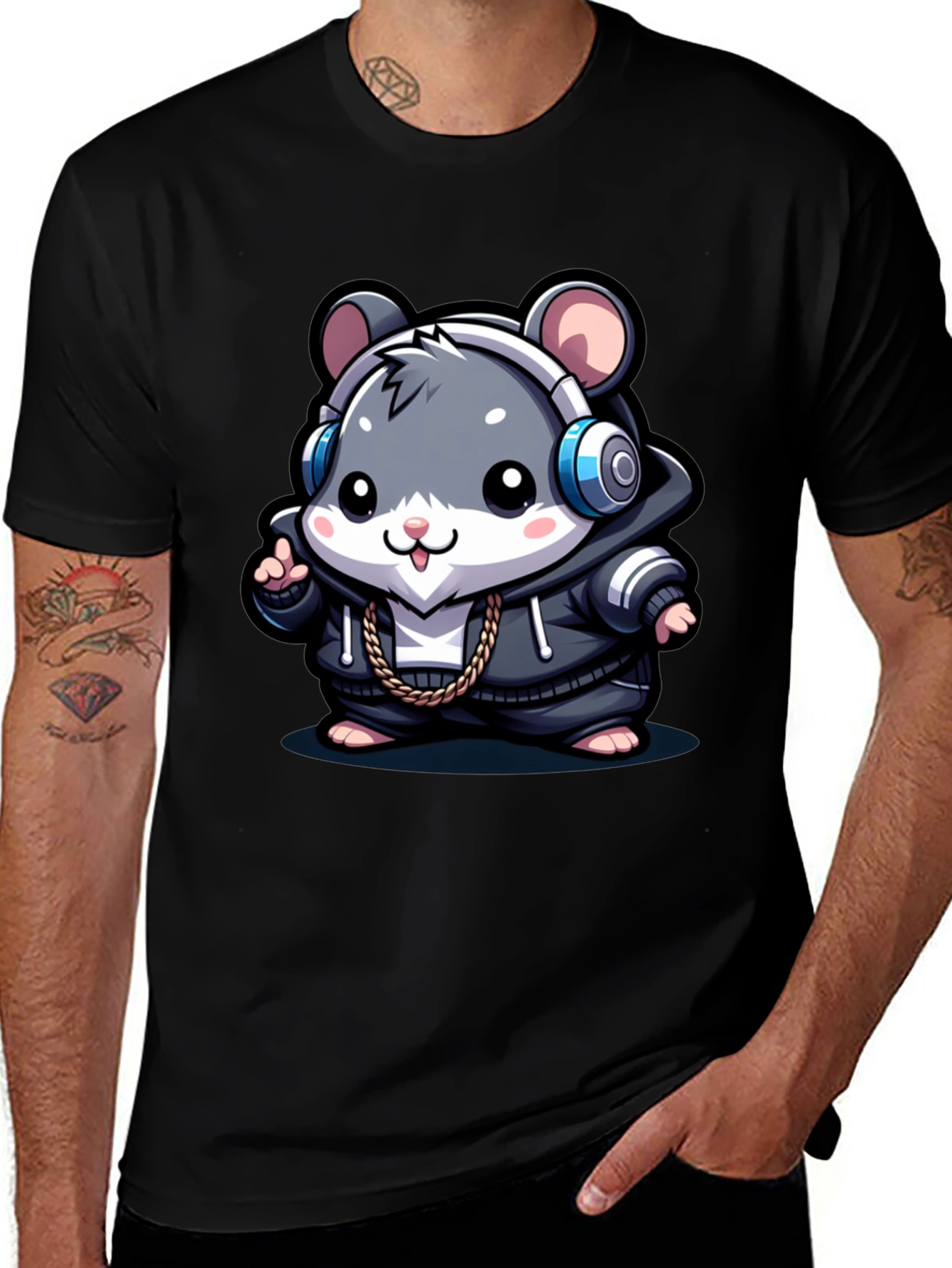 Cool Hamster Graphic Tee - Black