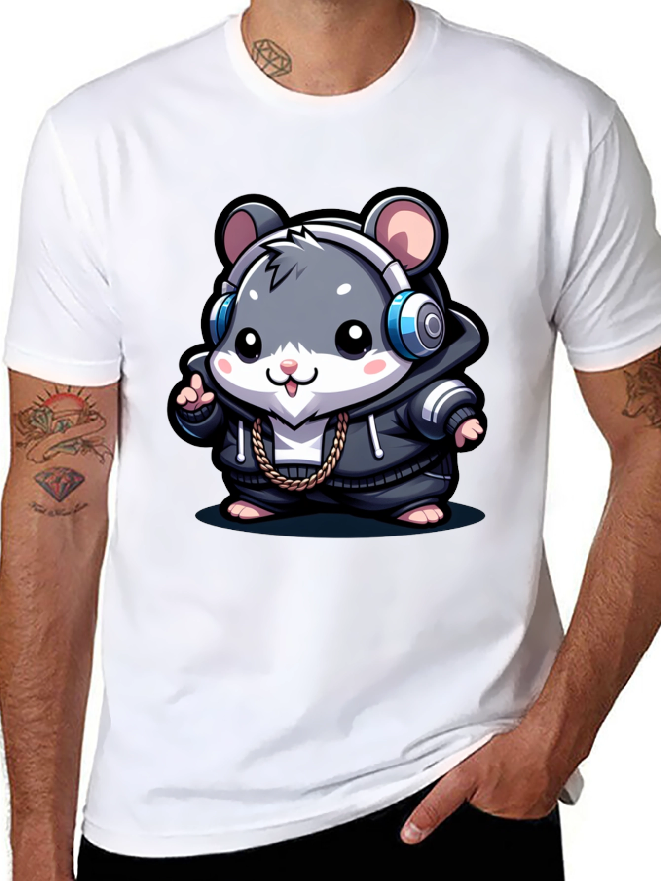 Cool Hamster Graphic Tee - Black