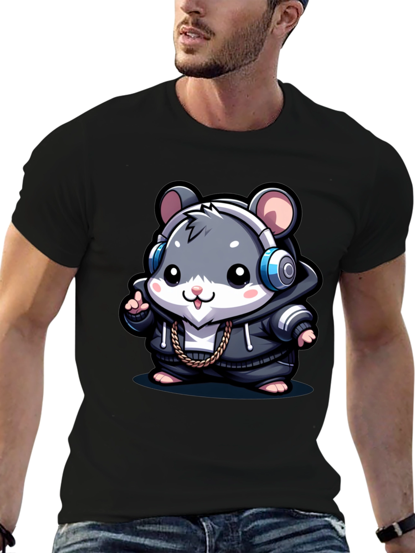 Cool Hamster Graphic Tee - Black