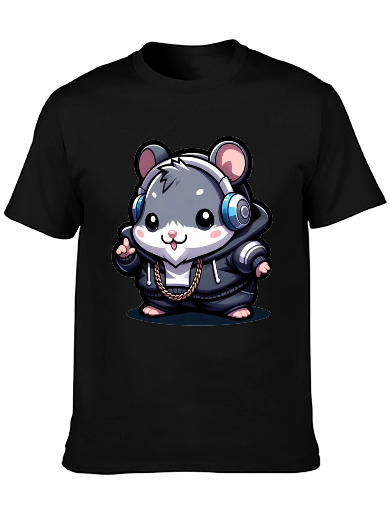 Cool Hamster Graphic Tee - Black