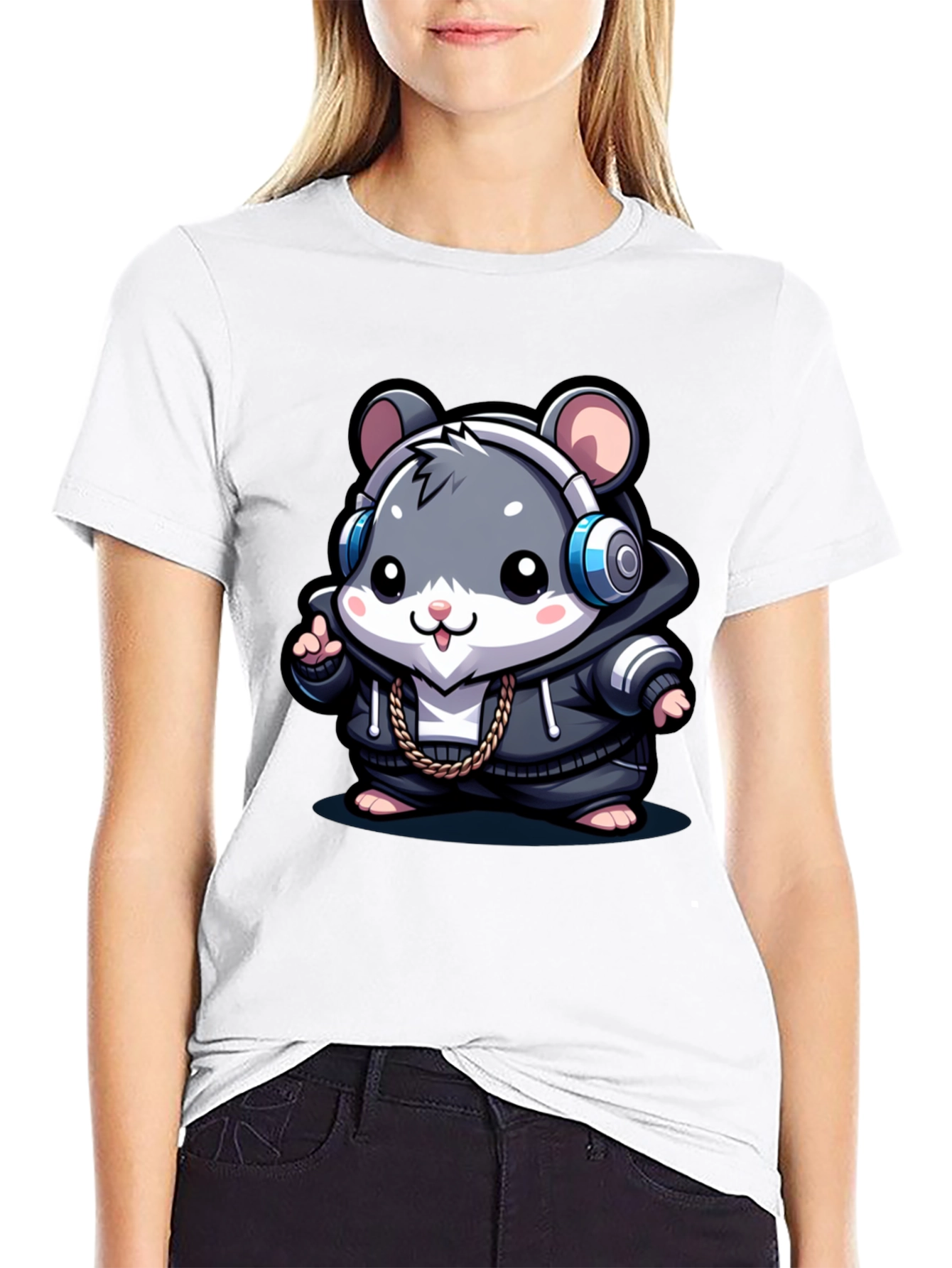 Cool Hamster Graphic Tee - Black