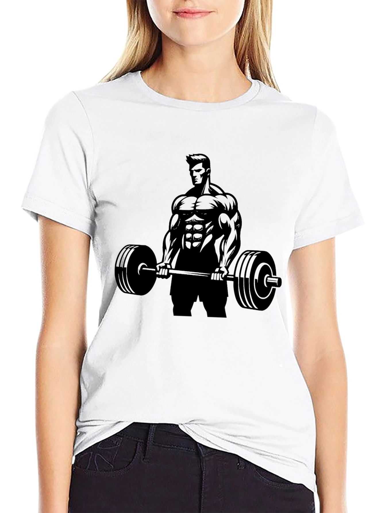 Black Gym Bodybuilder Barbell Graphic Tee