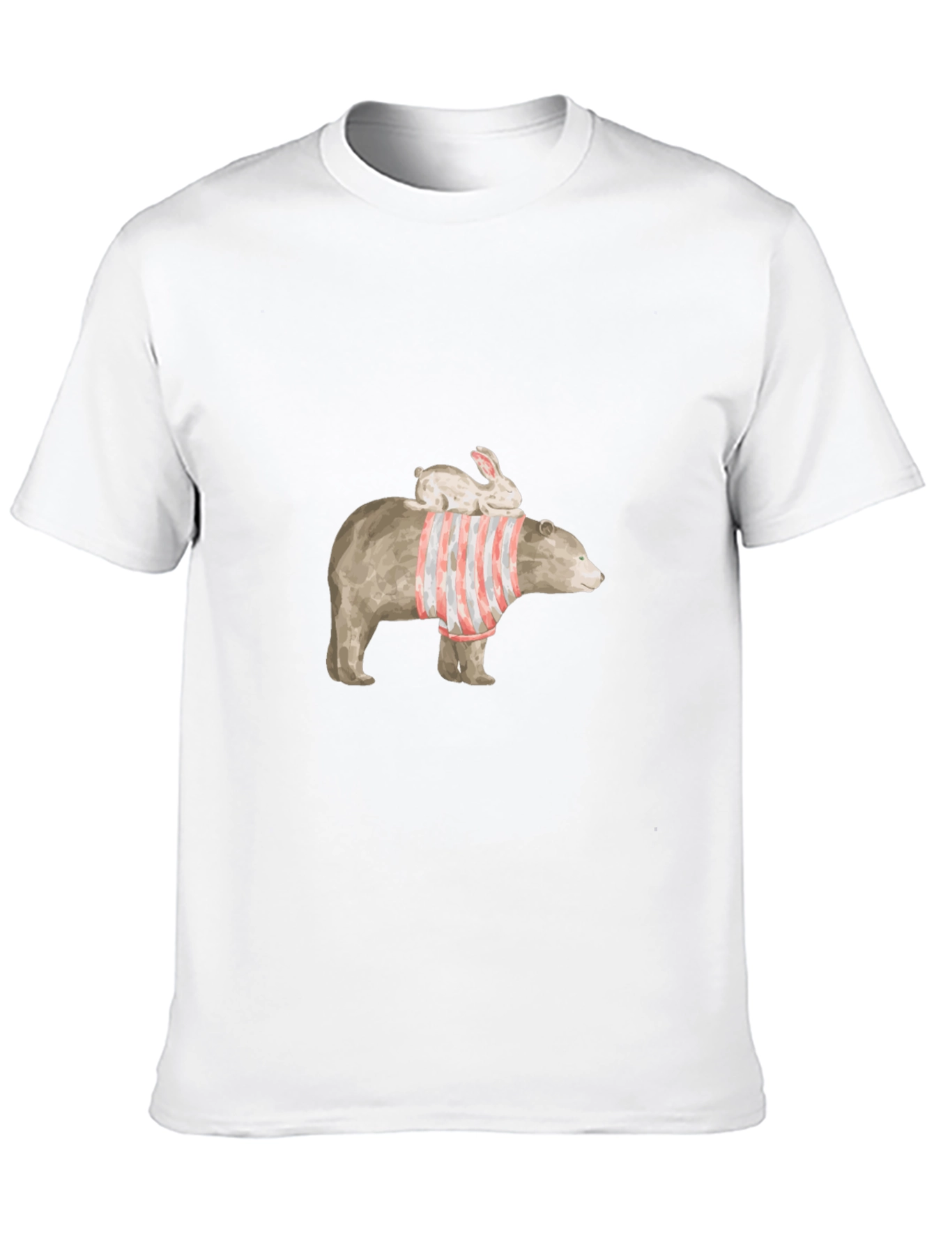 Bear and Bunny Graphic Tee - Casual Black T-Shirt
