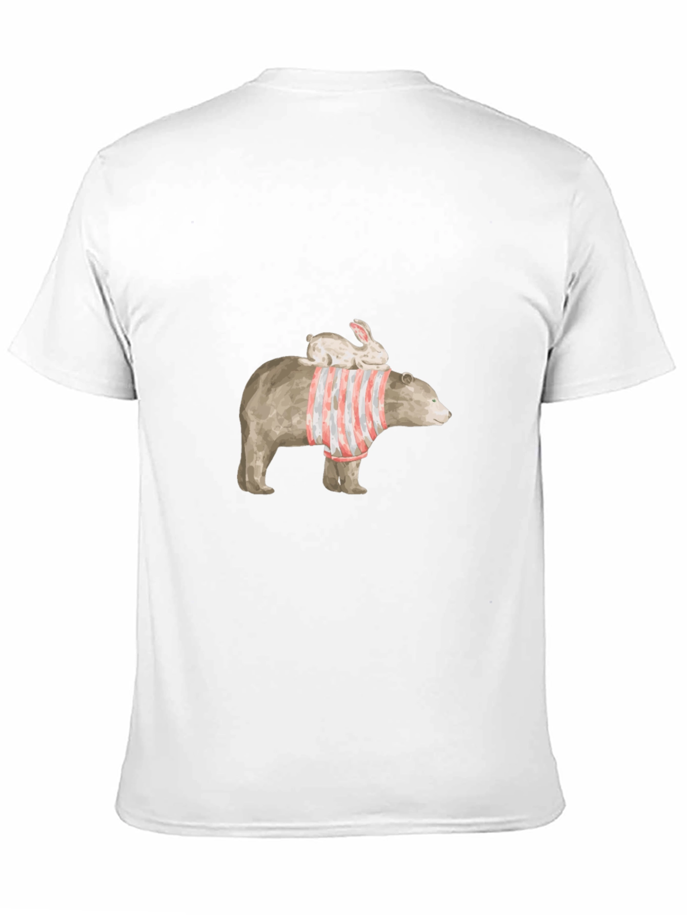Bear and Bunny Graphic Tee - Casual Black T-Shirt