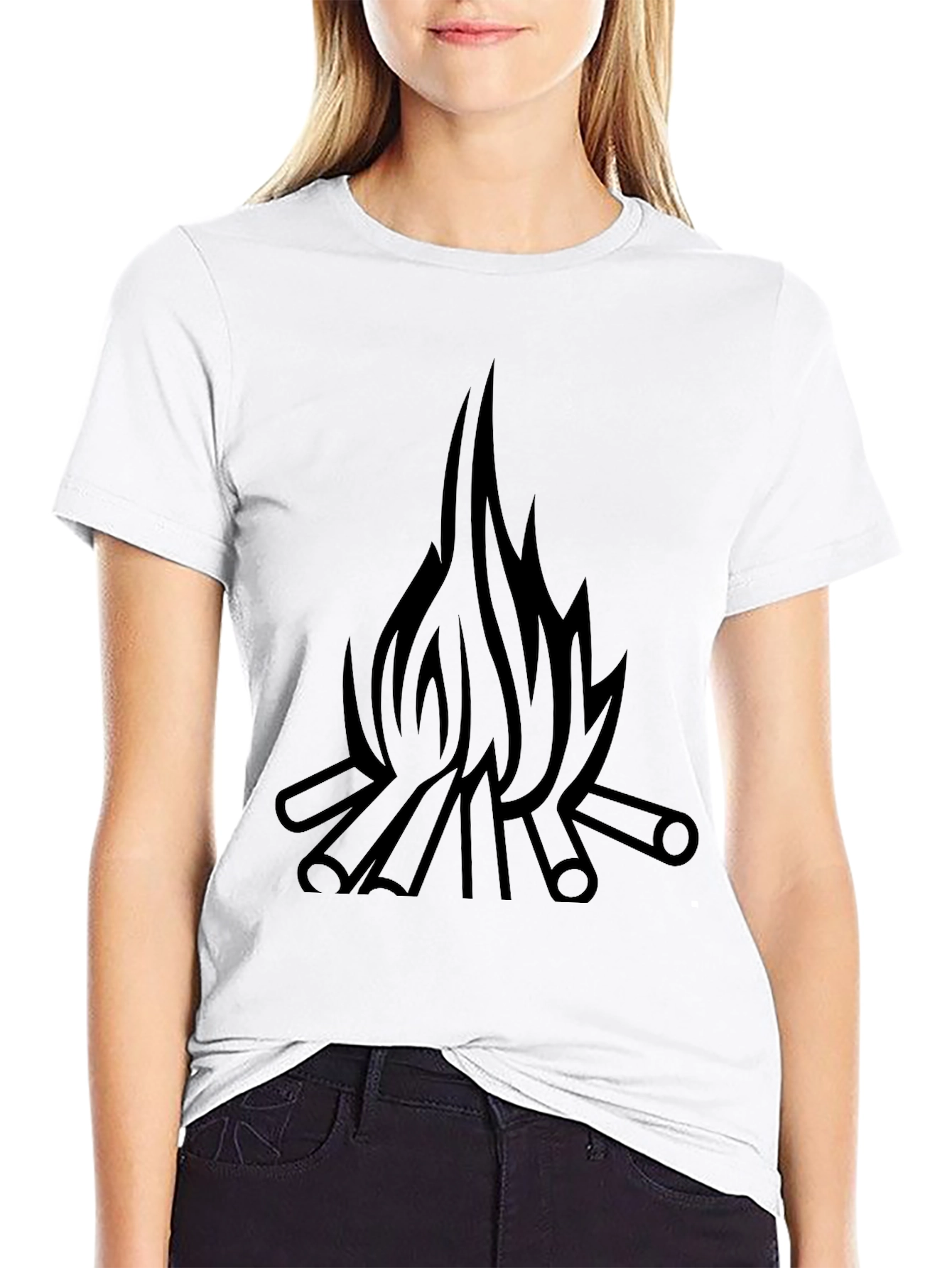 Campfire Graphic T-Shirt - Black Cotton Tee
