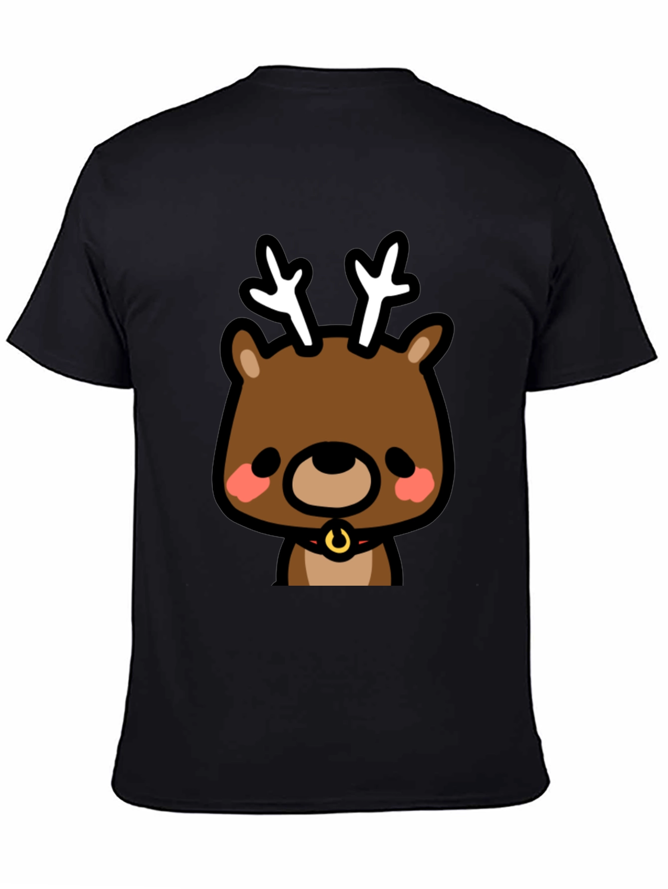 Cute Reindeer Graphic Black T-Shirt