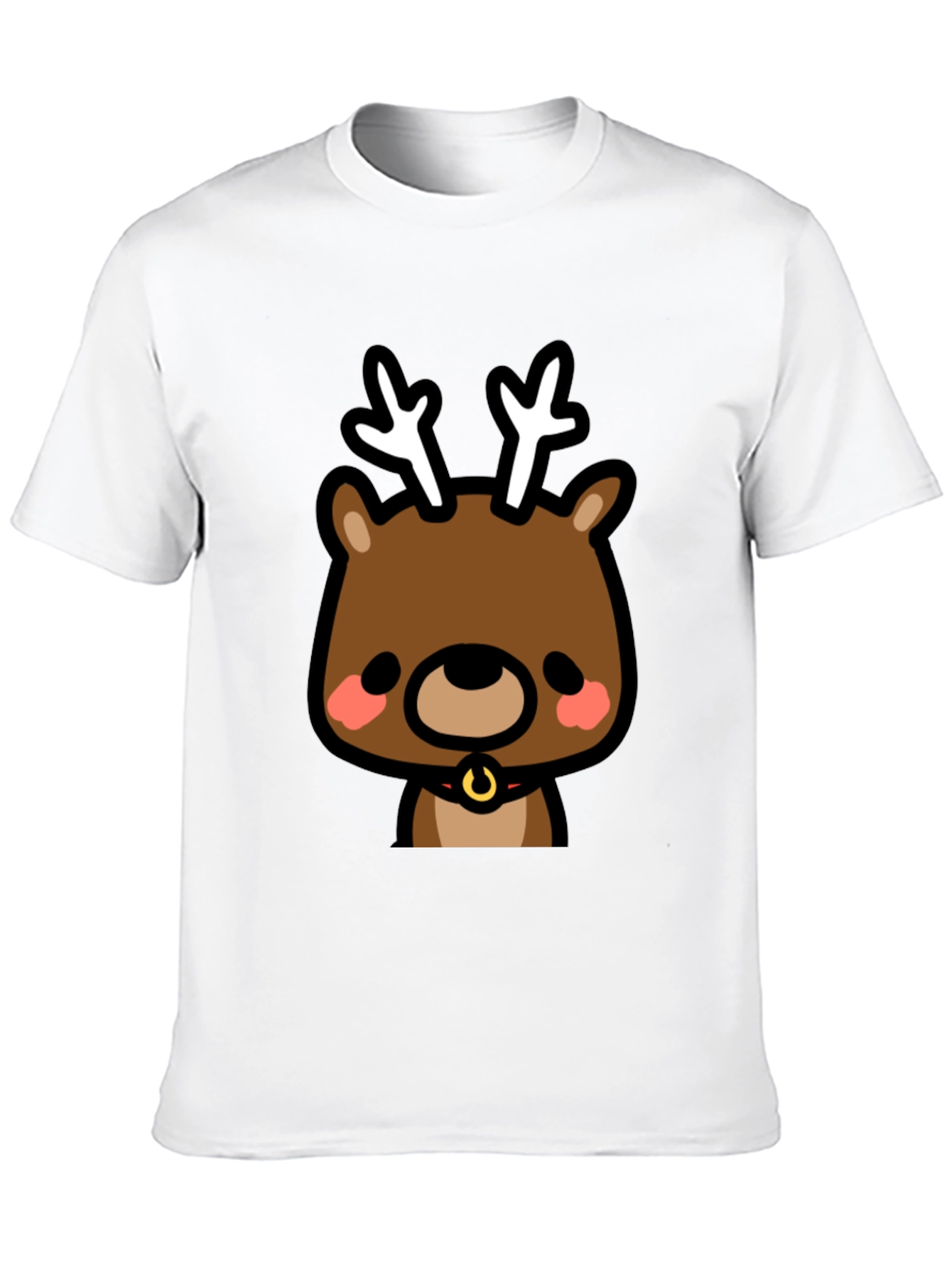 Cute Reindeer Graphic Black T-Shirt