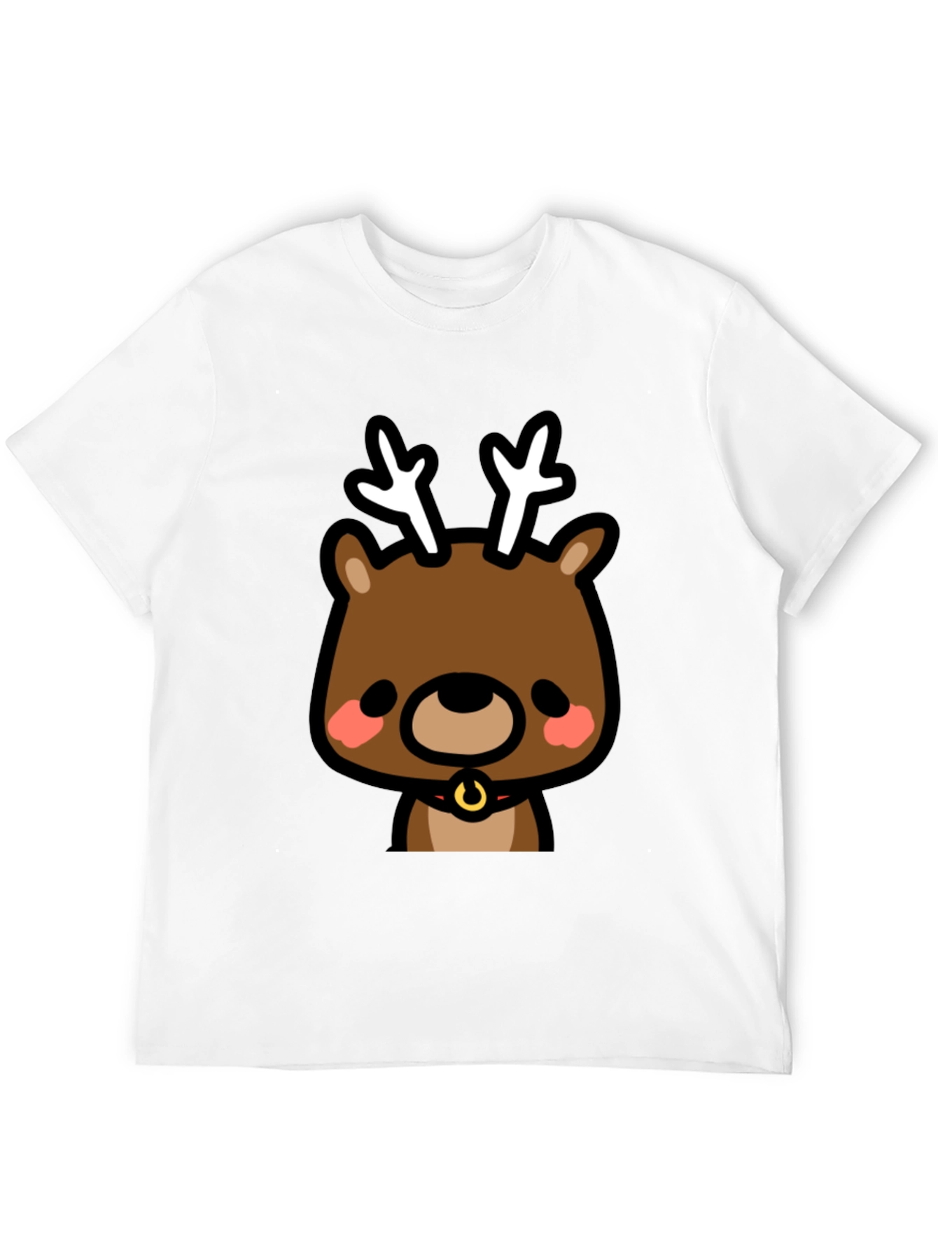 Cute Reindeer Graphic Black T-Shirt